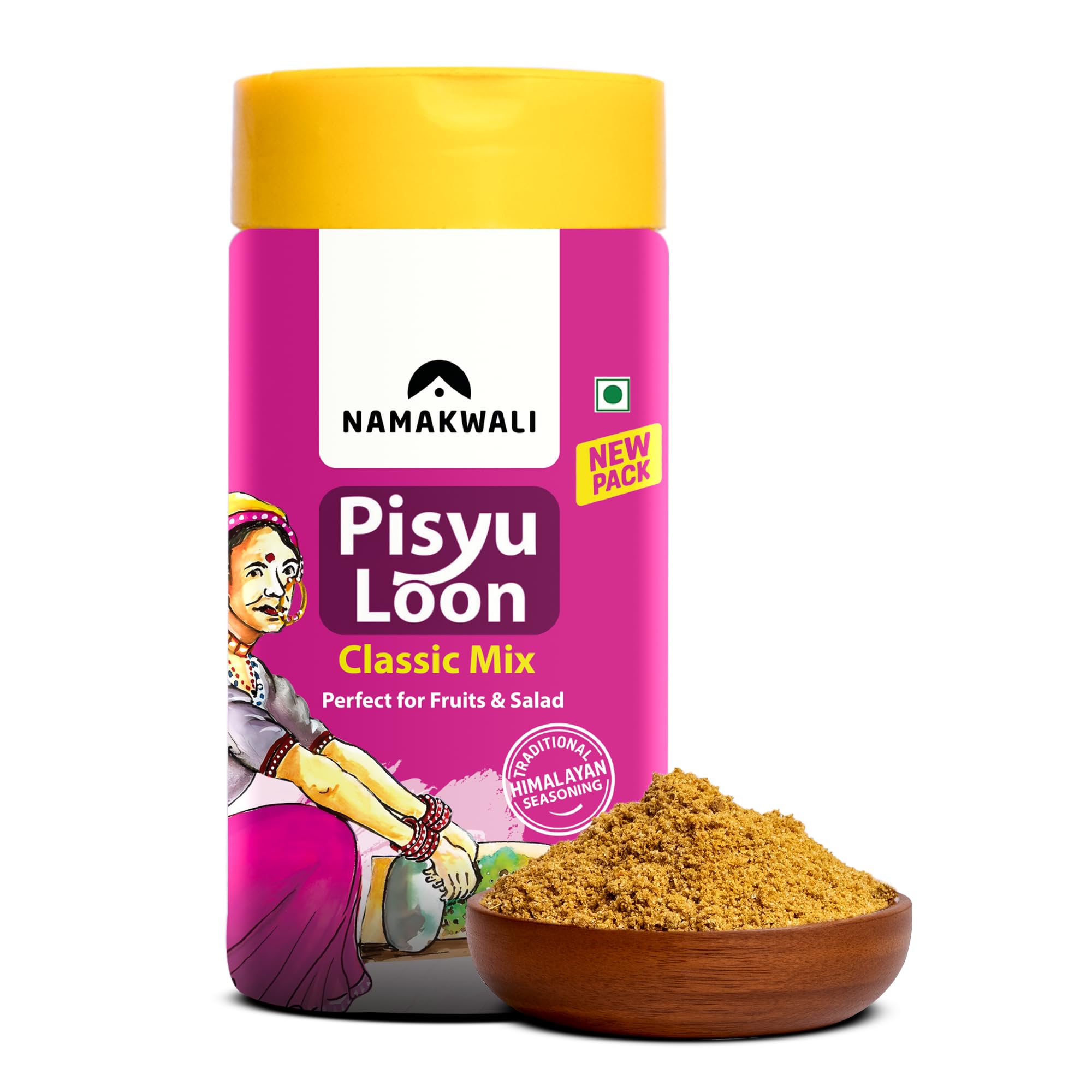 Flavoured Pahadi Salt Classic Mix Seasoning, 100 Gram | Pisyu Loon Seasoning mix for Popcorn, Noodles, Salad, Raita, Juice, Fruits, Makhana and more | 100% Organic | SharkTank India