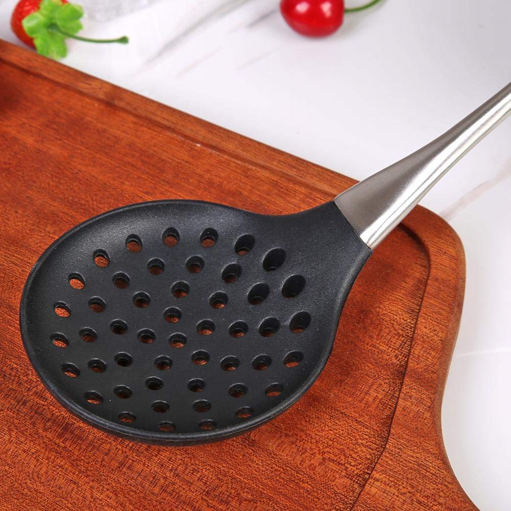 Ramkuwar Silicone Wok Skimmer Baking and Mixing Spatula Premium Slotted Spoon Scoop Strainer Colander BPA Free with Stainless Steel Handle for Non Stick Cookware 4