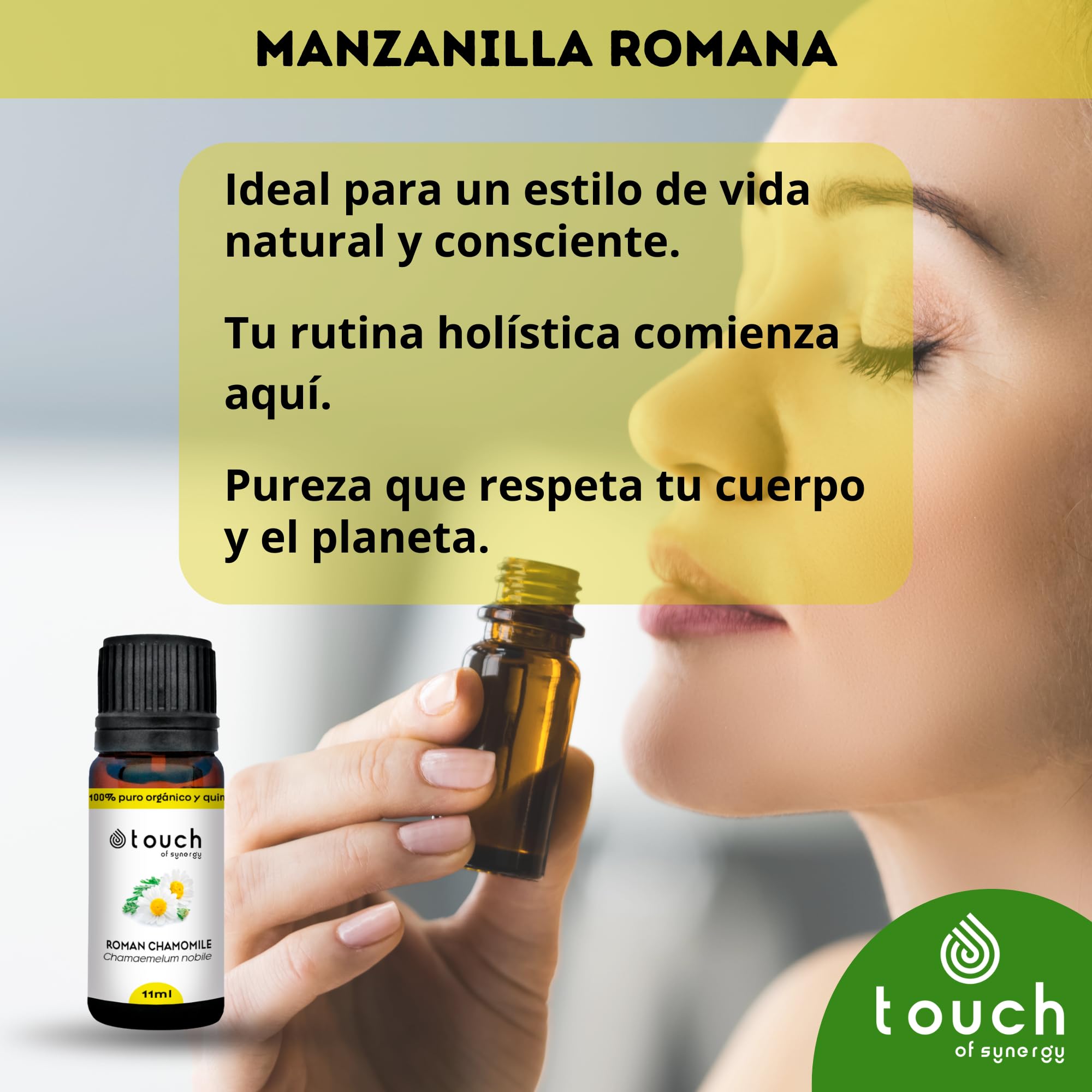 Aceite Esencial de Manzanilla Romana 11ml | 100% Puro, Orgánico y Quimiotipado | Chamaemelum nobile | Grado Terapéutico para Aromaterapia, Piel, Estrés