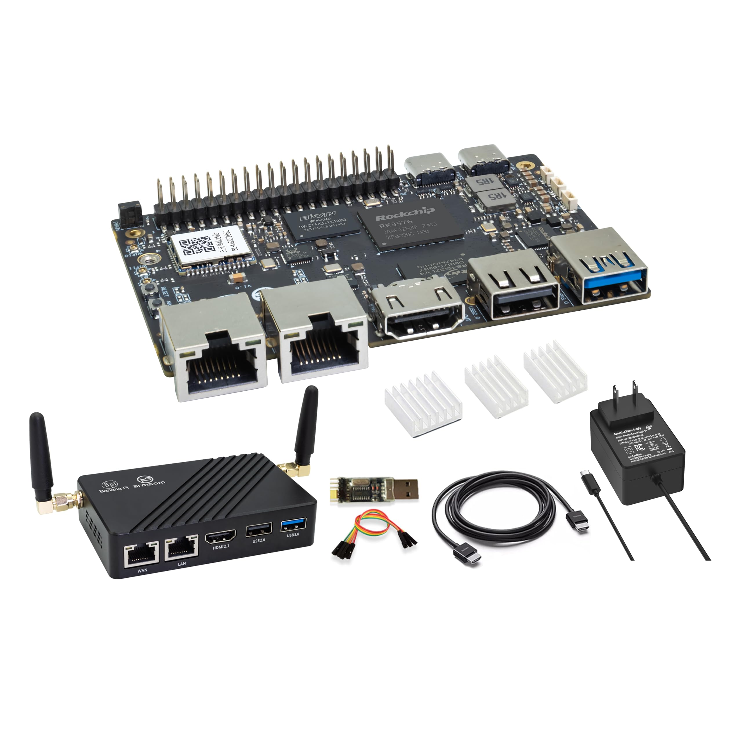 Banana Pi BPI-M5 Pro 8GB LPDDR4x Single Board Computer, Octa-core RK3576 CPU Mali G52 GPU 6TOPs NPU, with 2xGbE Ethernet Slot for AI IoT Enhancements, ARM PCs and Edge Computing Devices (8+64GB SET1)-image-41