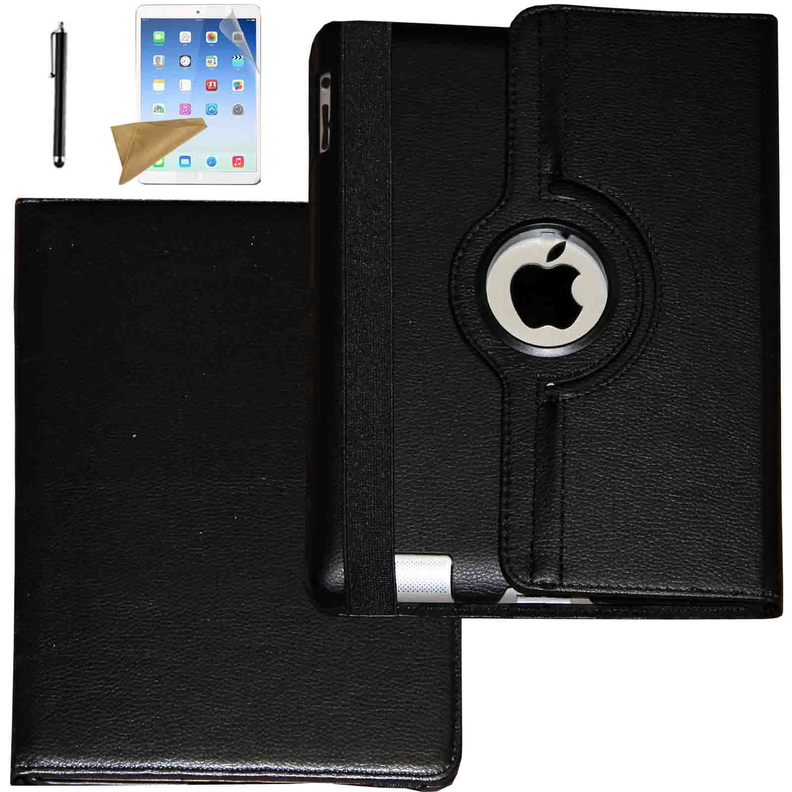 Lingsor Case for 2017 iPad 9.7/iPad 5th Gen [Model A1822, A1823] - 360 Degree Rotating Stand Magnetic Smart Leather cover With Auto Sleep Wake, Black