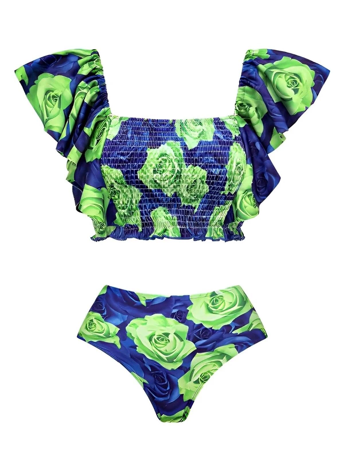 Bikini Taille Haute Fleuri Ventre Plat : Dites Adieu aux Complexes à la Plage - 7