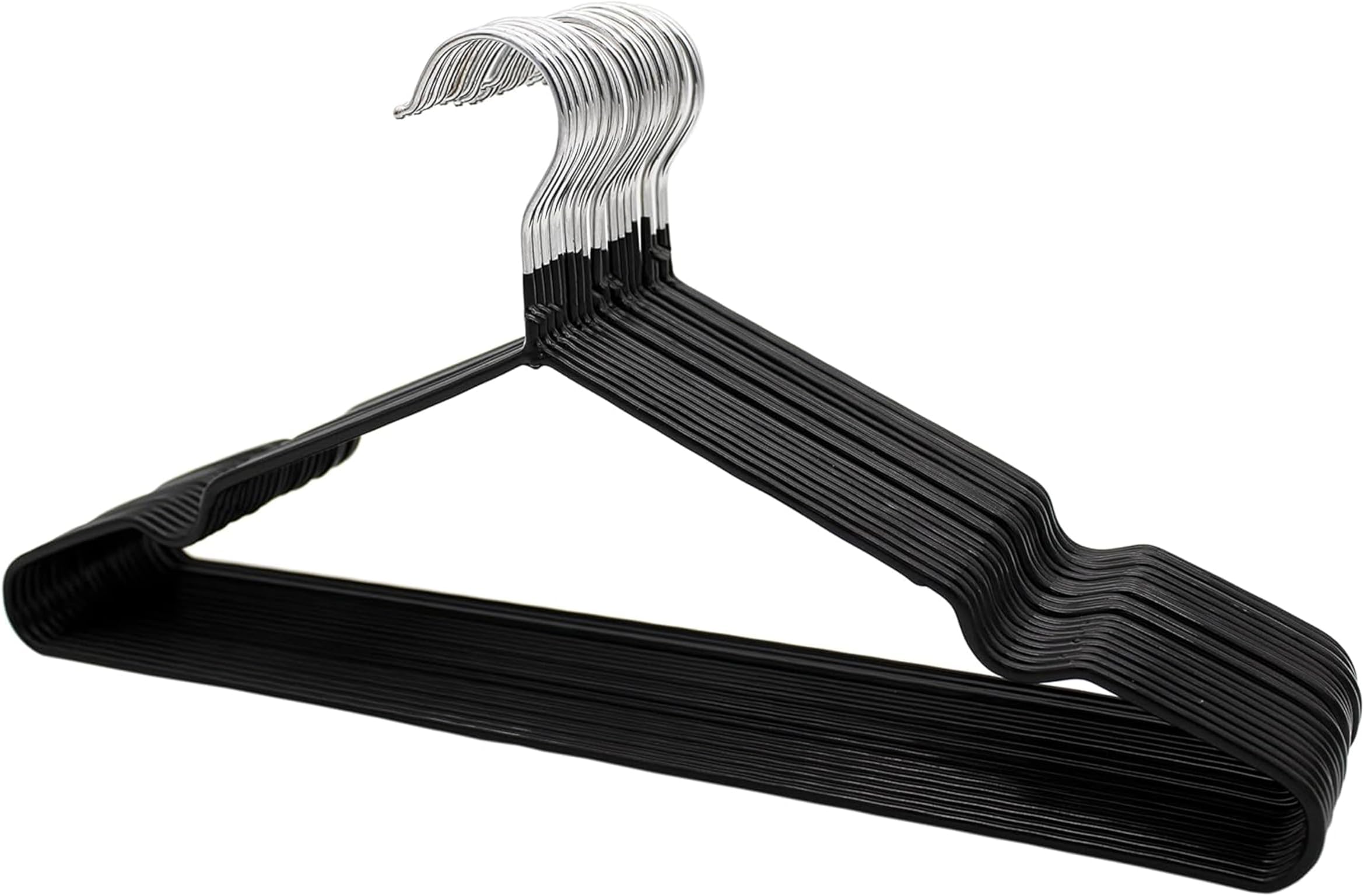 ZOBER Metal Hanger Pvc Coated For Shirt, Coat, Trousers | Strong, Non Slip & Space Saving | Rubber Coated, clothes hanger 40 CM (BLACK, 10 PACK)