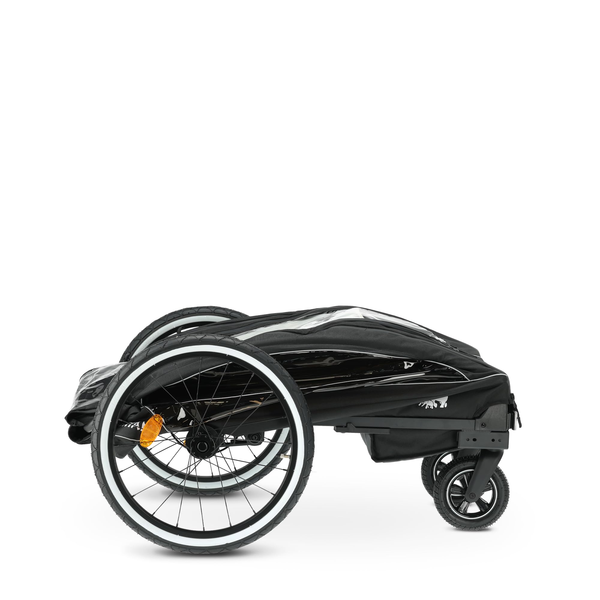 Deryan Luxus 3-in-1 Rimorchio per Bicicletta per 1 Bambini – Rimorchio per Bicicletta, Passeggino & Jogger – Passeggino Multifunzionale con Cintura a 5 Punti – Nero