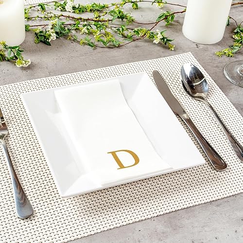 Miniatura 543 de Luxenap - Toallas de invitados de 15.8 x 7.9 pulgadas, 50 toallas de mano con letras plateadas, letra "P", fuente Sans Serif, servilletas de papel