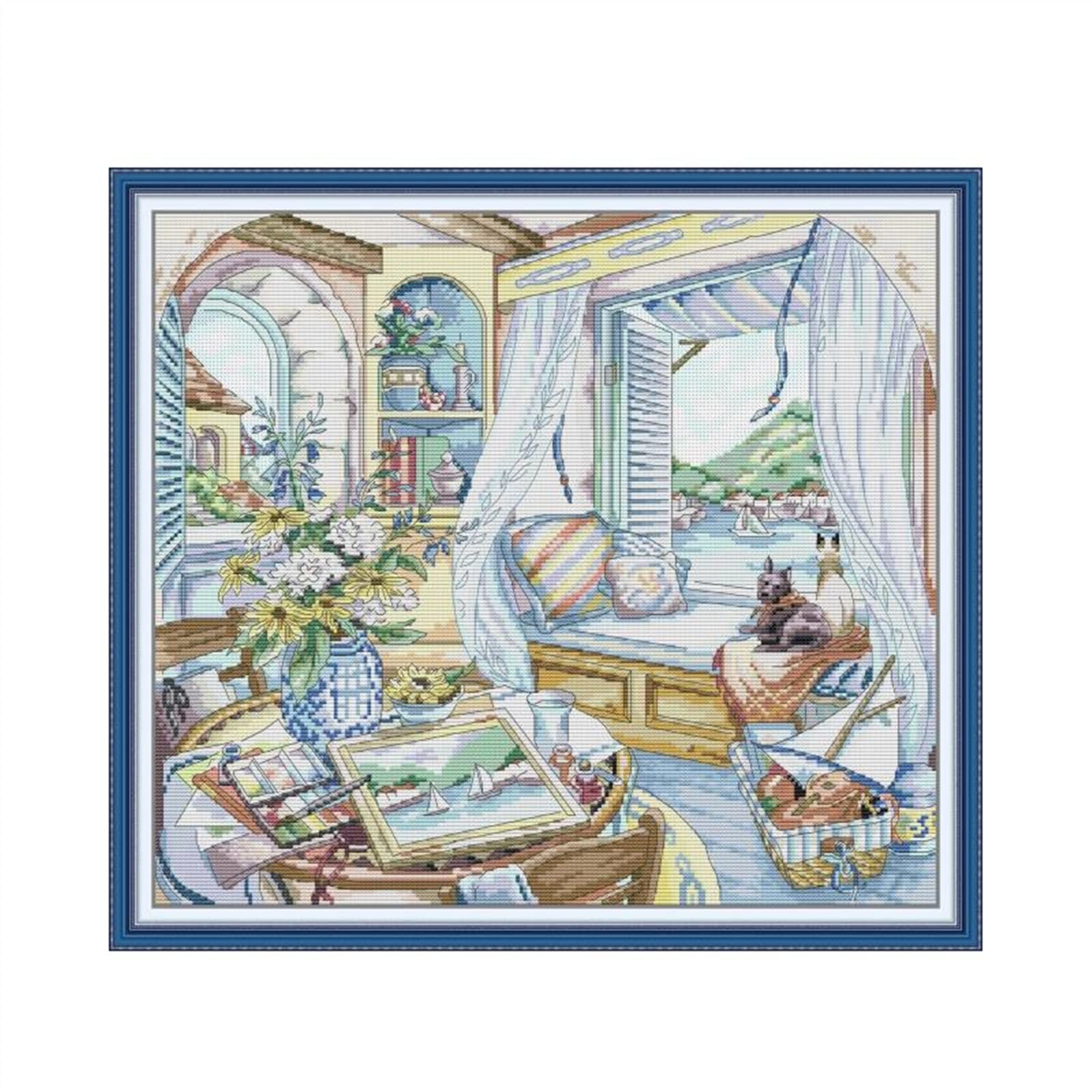 Point de croix broderie main kit cadeau idéal travaux manuels