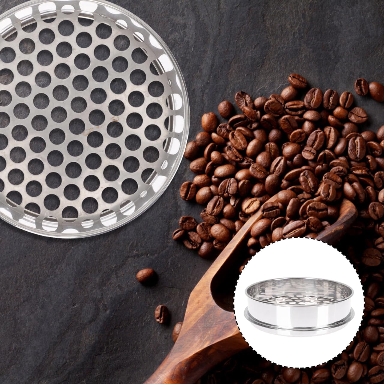 PRETYZOOM Round Hole Sieve 8.07 inch Blueberry Grading Sieve Stainless Steel Bean Large Hole Sifter for Screening Pearls Beans Bodhi Fruit Home or Restaurant Use