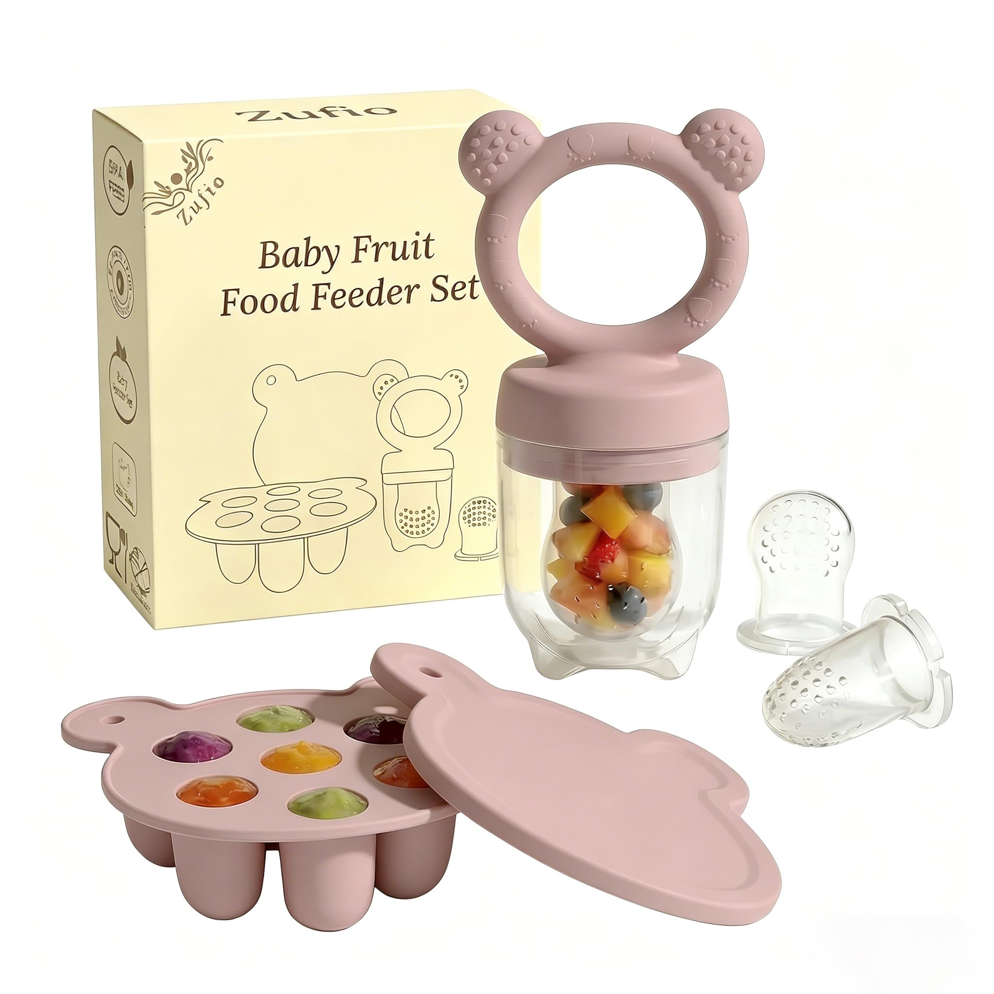 Baby Frozen Food Teether with Baby Teething Moulds, 3 Teat Sizes, Purple โ image 1