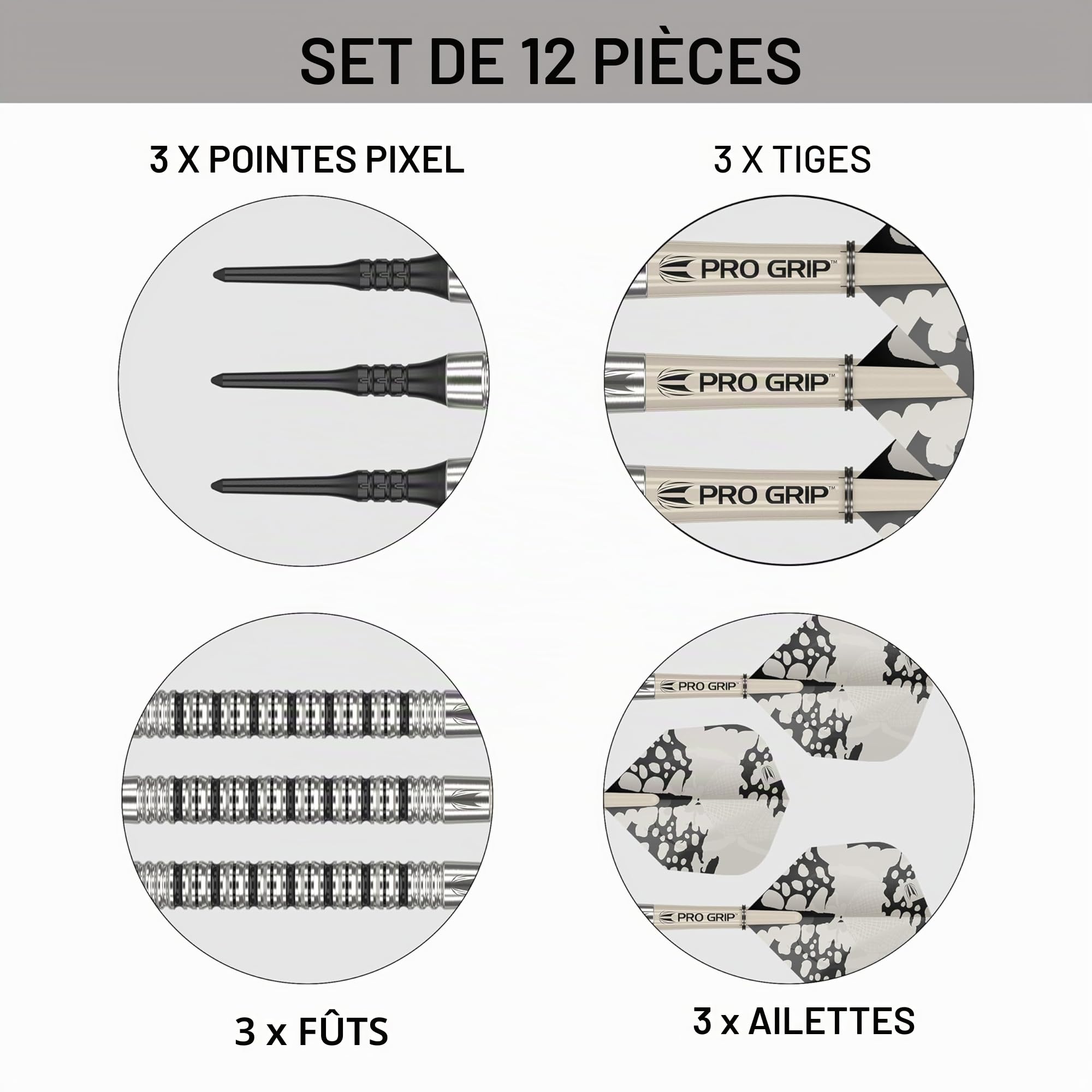 Target Darts Jeu de fléchettes EXO Edition 90% tungstène à Pointe Souple – Jeu de fléchettes Professionnelles à Pointe Souple, fléchettes Pixel Tip avec tiges Pro Grip et ailettes n°6