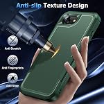 for iPhone 17E Case/iPhone 16E Case with Screen Protector, Dual Layer Heavy Duty Rugged Military Grade Shockproof Protective Phone Case for iPhone 16e/iPhone 17e 6.1 inch (Dark Green)