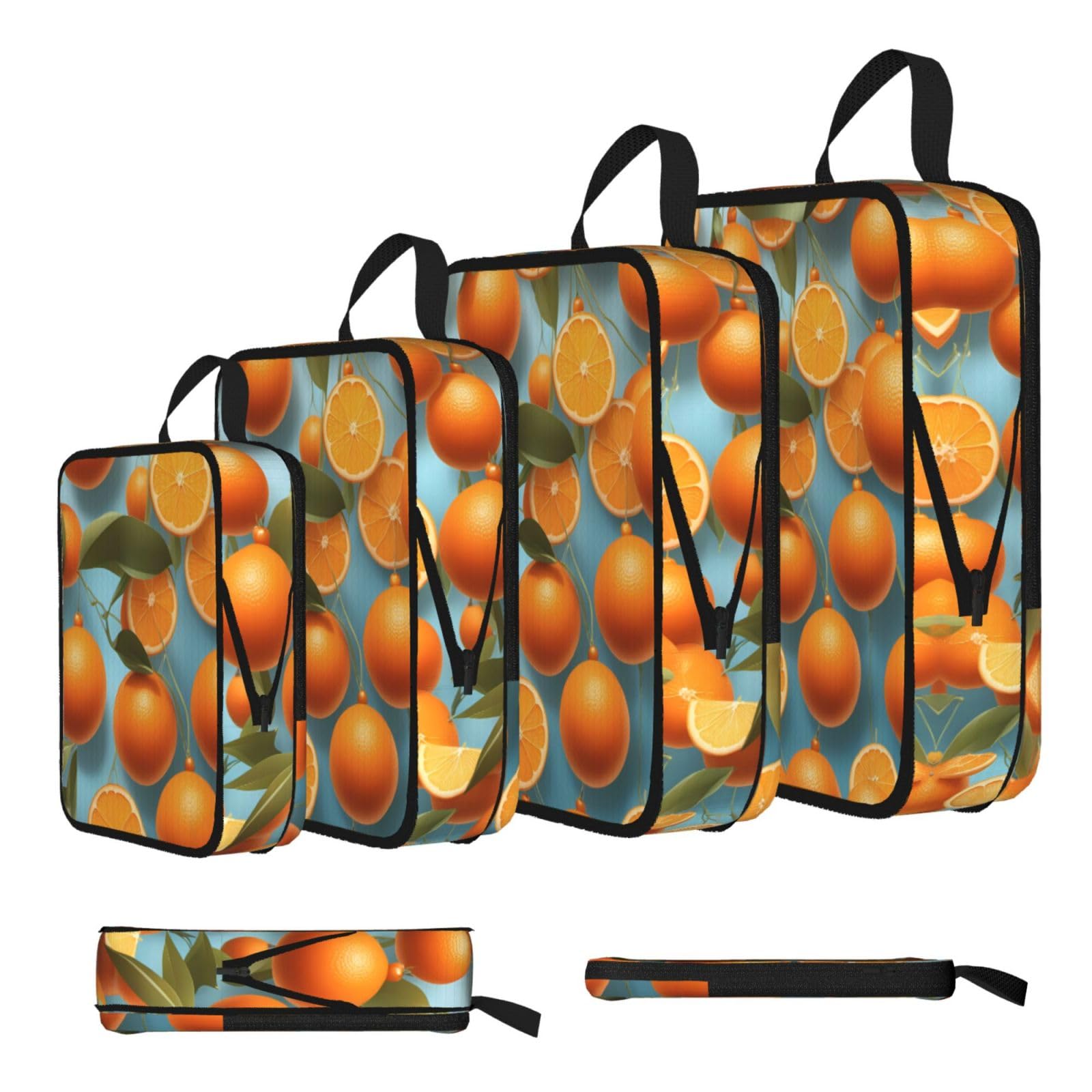 Sxzvvbn Black Many Delicious Oranges Compression Packing Cubes 4 Piece Set