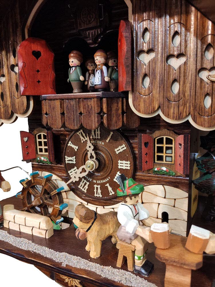 Horloge Coucou Forêt Noire Hekas KA 3695 EX - Maison Avec Buveur De Bière Animé - NEUF
