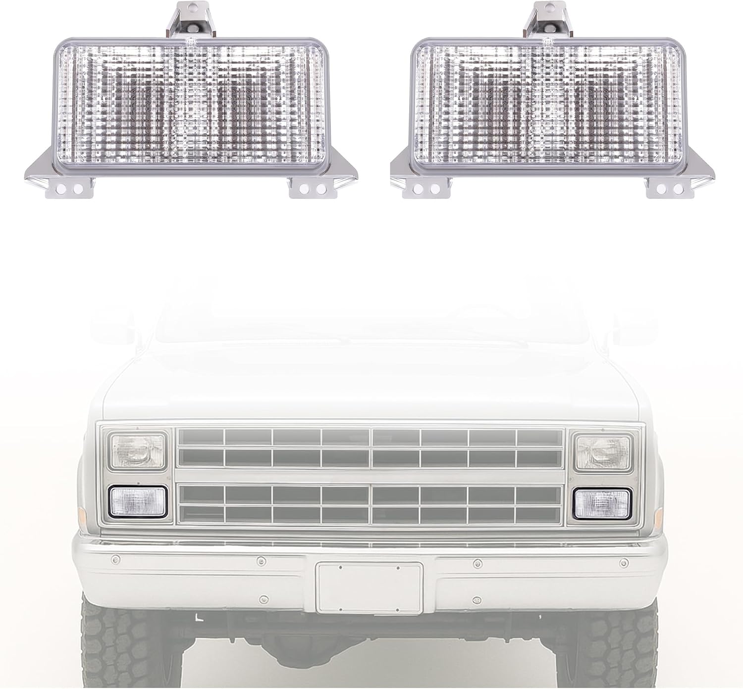 KUAFU Pair Turn Signal Parking Light Compatible with 1983-91 Chevy GMC C/K Blazer Jimmy Suburban Replacement for GM2520122 915908 Truck Marker Side Corner Lights Lamps Clear Lens Driver & Passenger