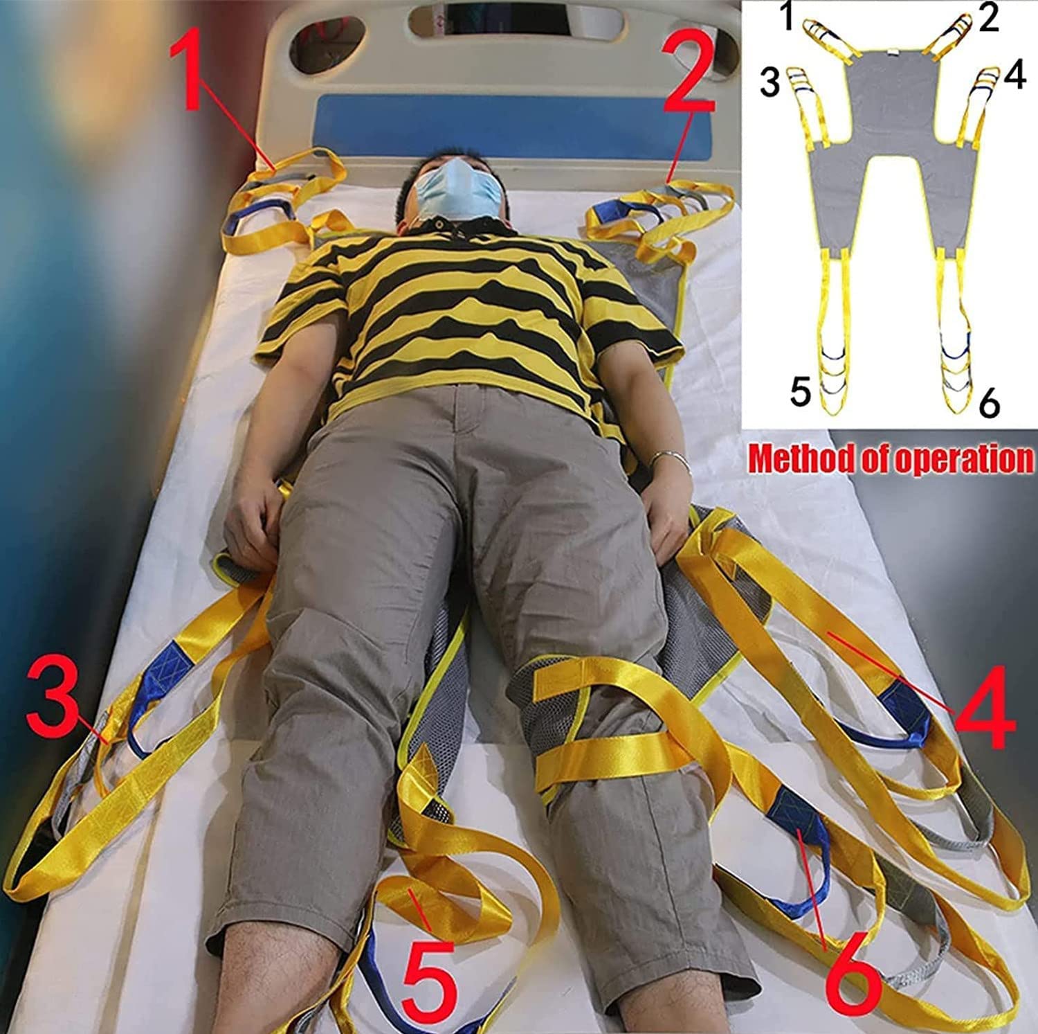 Arnés de traslado de pacientes, arnés de elevación, cinturón de ayuda para caminar y permanecer de pie, diseño de ventilación de malla, carga máxima de 230 kg, para ancianos, bariátricos, enfermería