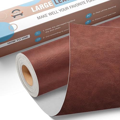 Miniatura 65 de Kit de reparación de cuero para muebles de 4 x 63 pulgadas, parche de reparación de cinta de cuero autoadhesivo para sofá, kit de parches