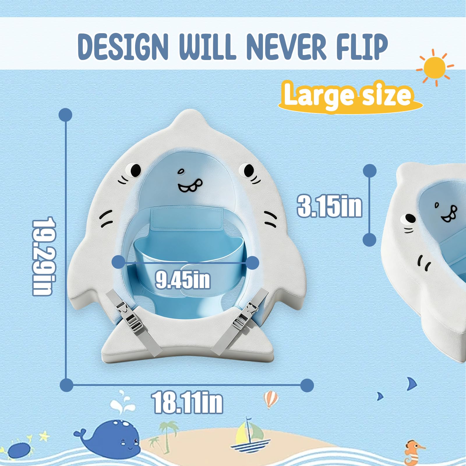 Nicht aufblasbarer Baby-Pool-Schwimmer mit bequemer Liegeunterstützung, wasserdicht, hautfreundlicher Schwimmtrainer, solide, für 6–36 Monate Säuglinge, Außen- und Innenpool, Badewanne