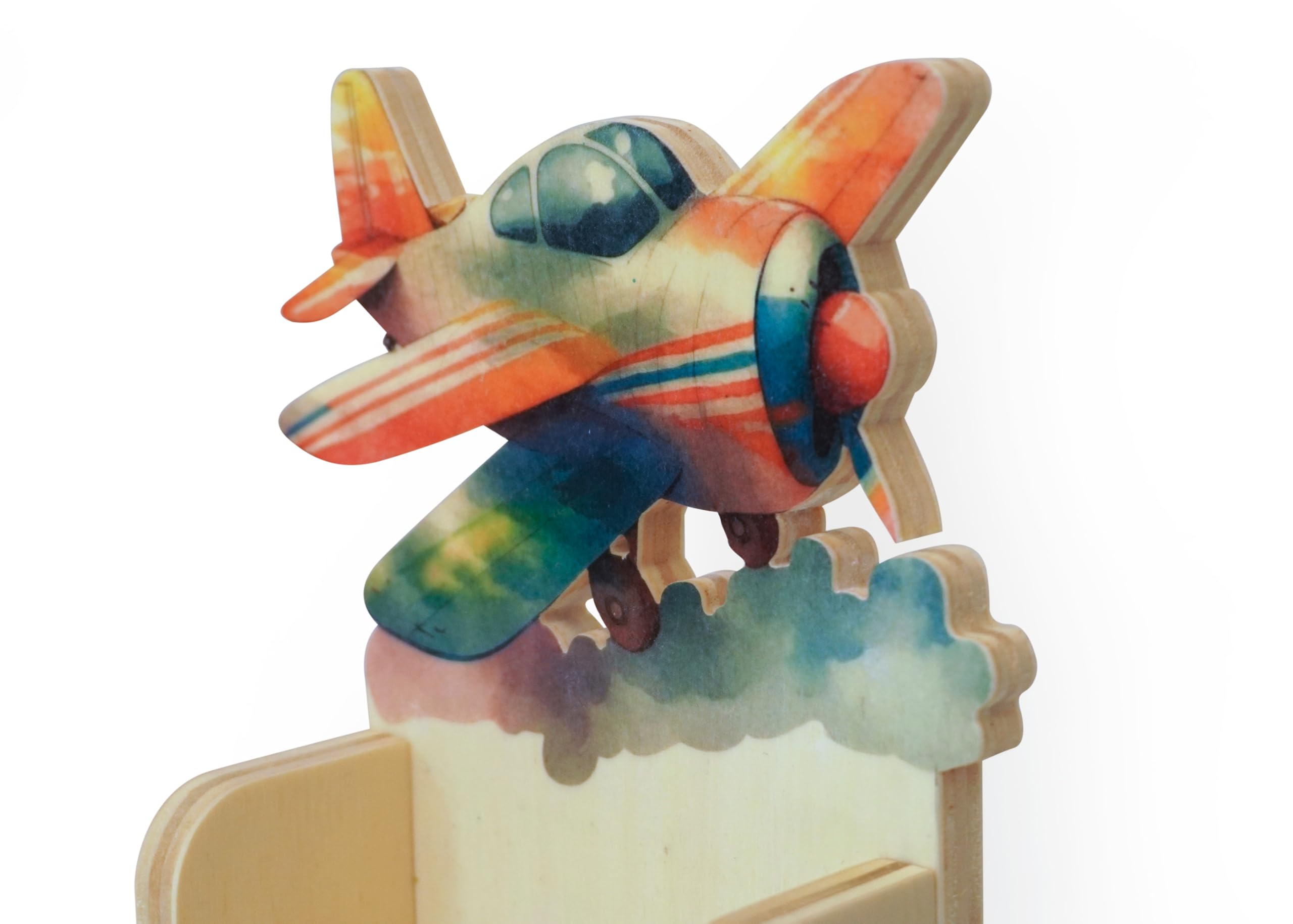 Generico Calendario da Parete in Legno per Bambini con Aeroplano colorato – Calendario Fatto a Mano