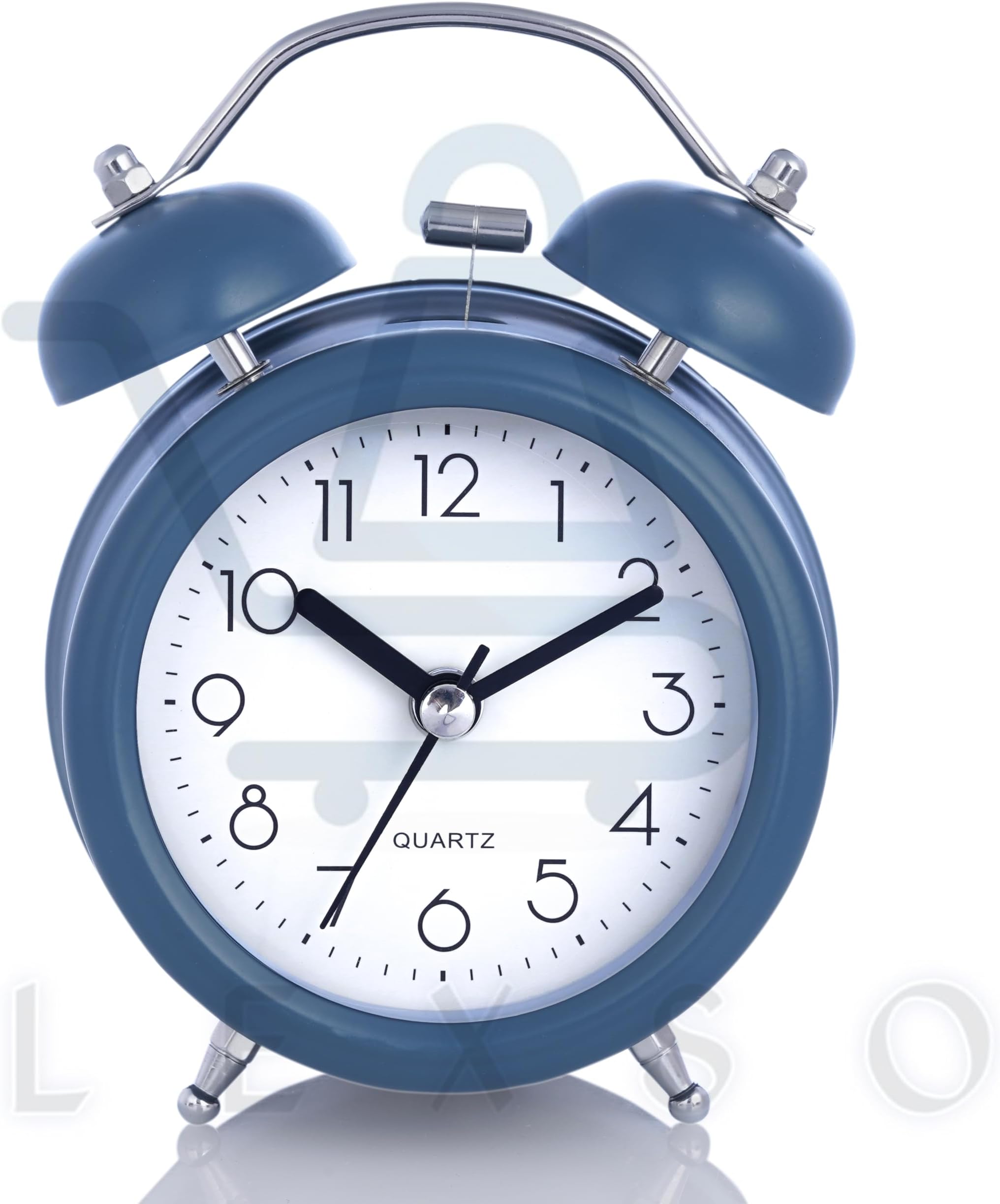 Vintage Twin Bell Table Alarm Clock with Night LED Light Heavy Slippers Extra Loud Alarm Ideal for Student and Kids Bedroom Twin Bell Alarm Clock Table Top Clock with Night (Blue Mat)