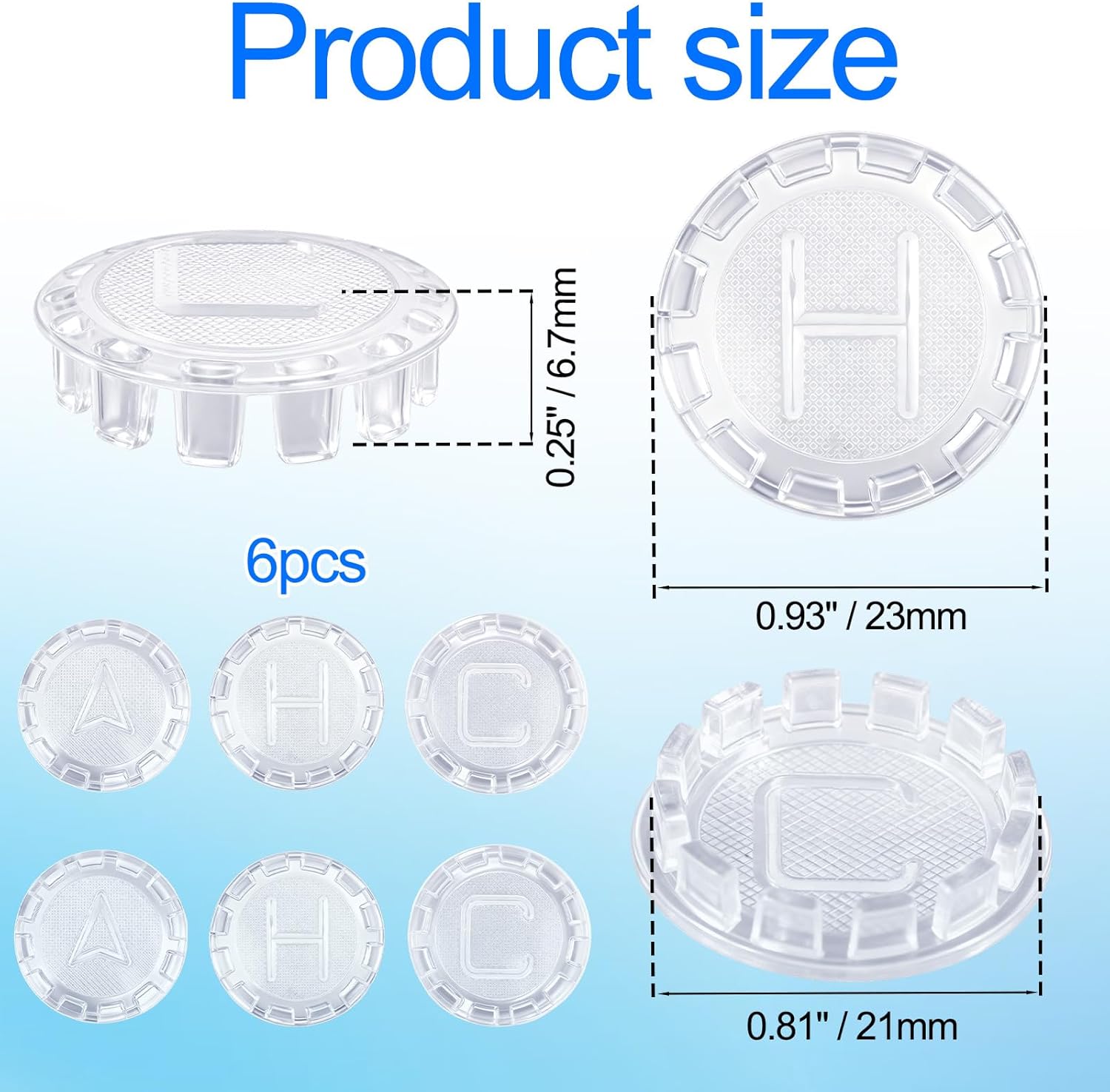 6pcs 80677 Faucet Index Buttons, Plastic Hot Cold Diverter Index Buttons Bathroom Shower Knobs Compatible with Midcor & Price Pfister Faucets (Transparent)