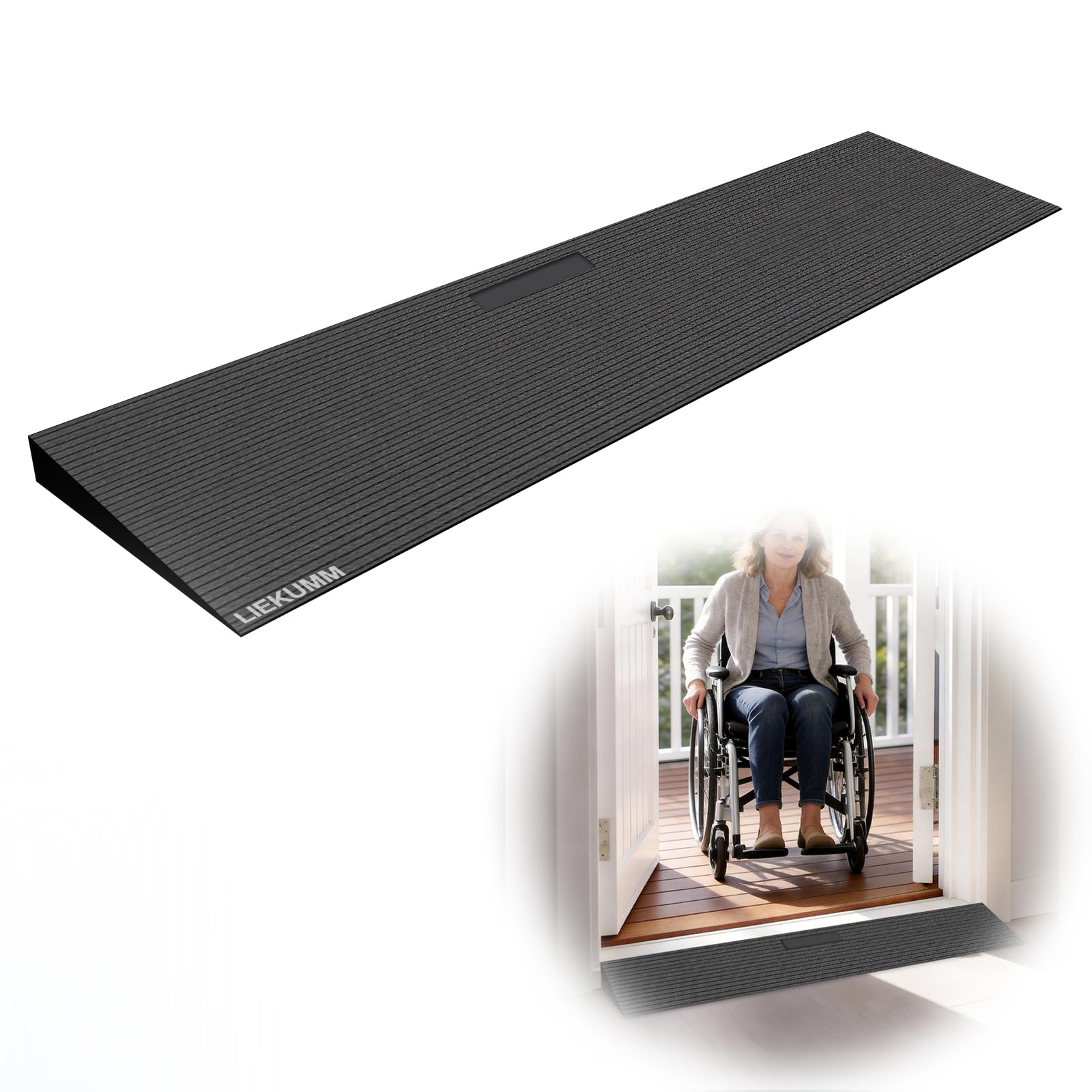 LIEKUMM Gummi Türschwellenrampe 3 cm Höhe, 650 kg Tragkraft Rollstuhlrampe, rutschfest Schwellenrampe für Türschwellen, Bordsteine, Stufen, Rollator, Scooter, Kinderwagen