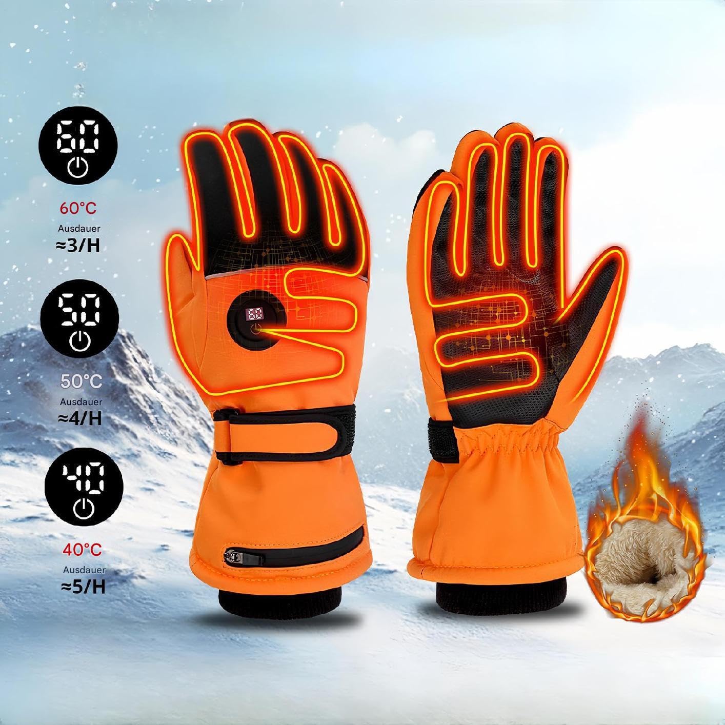 Guantes De Moto Térmicos,Guantes Térmicos para Hombres Guantes de esquí | Guantes para correr con calefacción, reflectantes, recargables, impermeables, con pantalla táctil, para conducir,