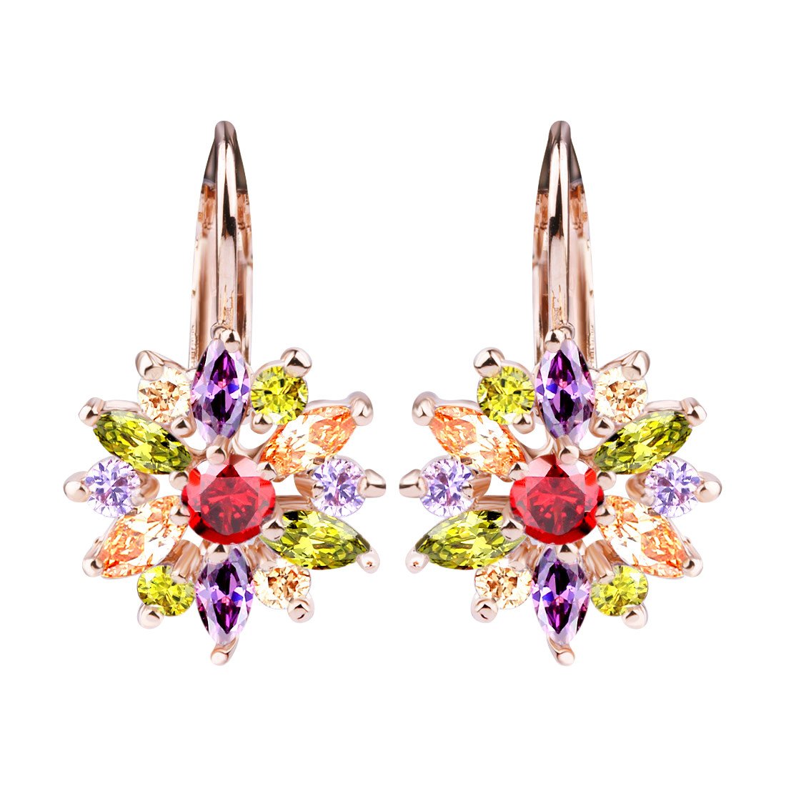 Orecchini A Fiore In Oro Rosa Placcato Con Zirconia Cubica - Eleganti Gioielli Per Donna E Ragazza - 3