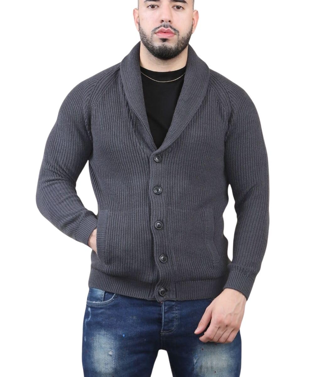 J5fashion Men's Grey Tokyo Laundry Knitted Shawl Neck Cardigan