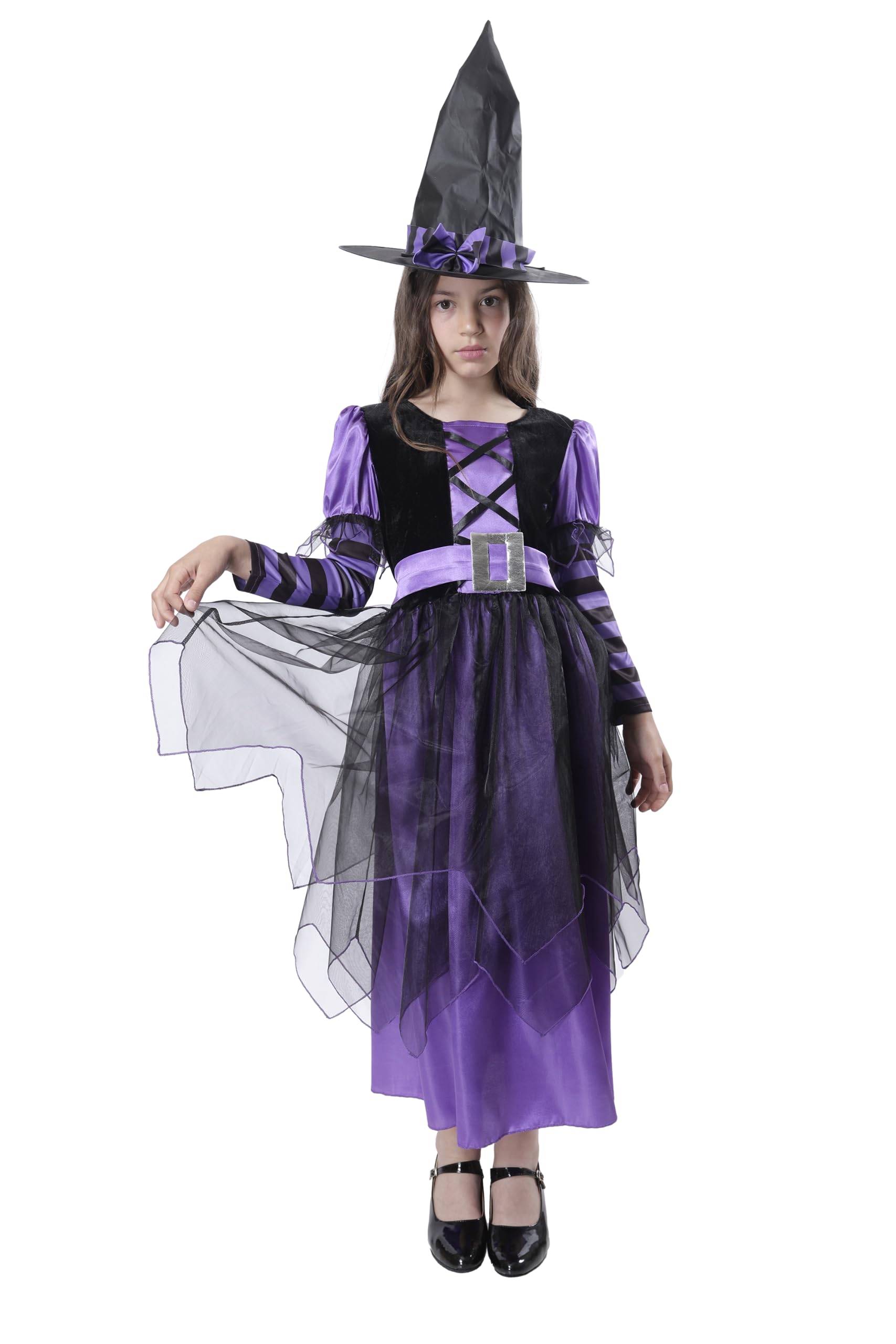 Carnavalife Disfraz Bruja Niña, Disfarz Halloween Niña, Disfraz Bruja 3-12 años, Witch Costume