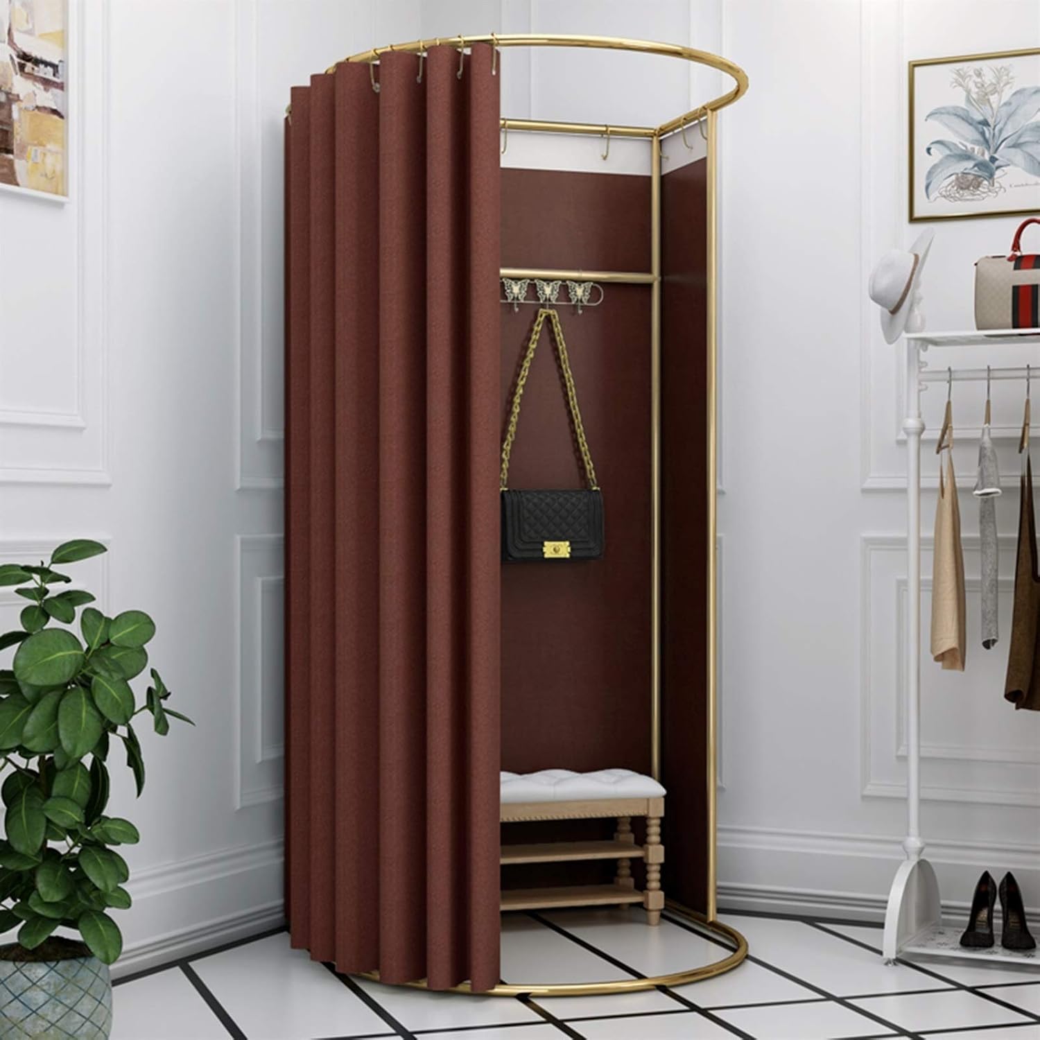 Standing Work Clothes Changing Room Changing Room Camp Toilet Changing Room Dressing Room Curtain Kit and Metal Frame Foldable Simple Dressing Room (15 Colors, Size: 80x200cm)