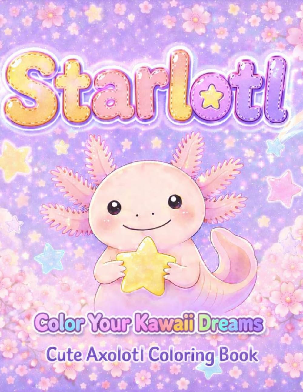 Starlotl Reverie: A Kawaii Axolotl Fantasy Coloring Journey