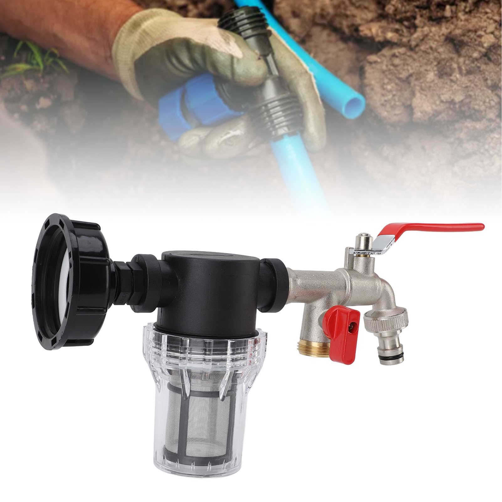 Filtro dell'acqua per irrigazione, filtro per irrigazione per serbatoio IBC, adattatore per rubinetto a barile, per irrigazione da giardino, pompa per acquario, filtro dell'acqua (da S60 x 6 a