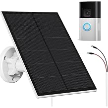 5W Solar Panel Charger Compatible with Ring Video Doorbell 3/3 Plus /4 Battery, Battery Video Doorbell Plus, IP65 Waterproof, 360 Adjustable Mount,10ft Charging Cable,
