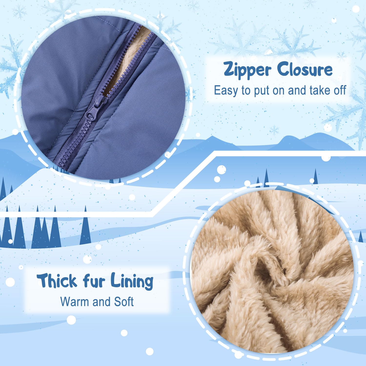 Kids4ever Cappotto Invernale per Bambina e Bambino Giacca con Cerniera e Cappuccio Antivento in Caldo Pile Tuta da Neve con Due Tasche 6 Mesi-5 Anni