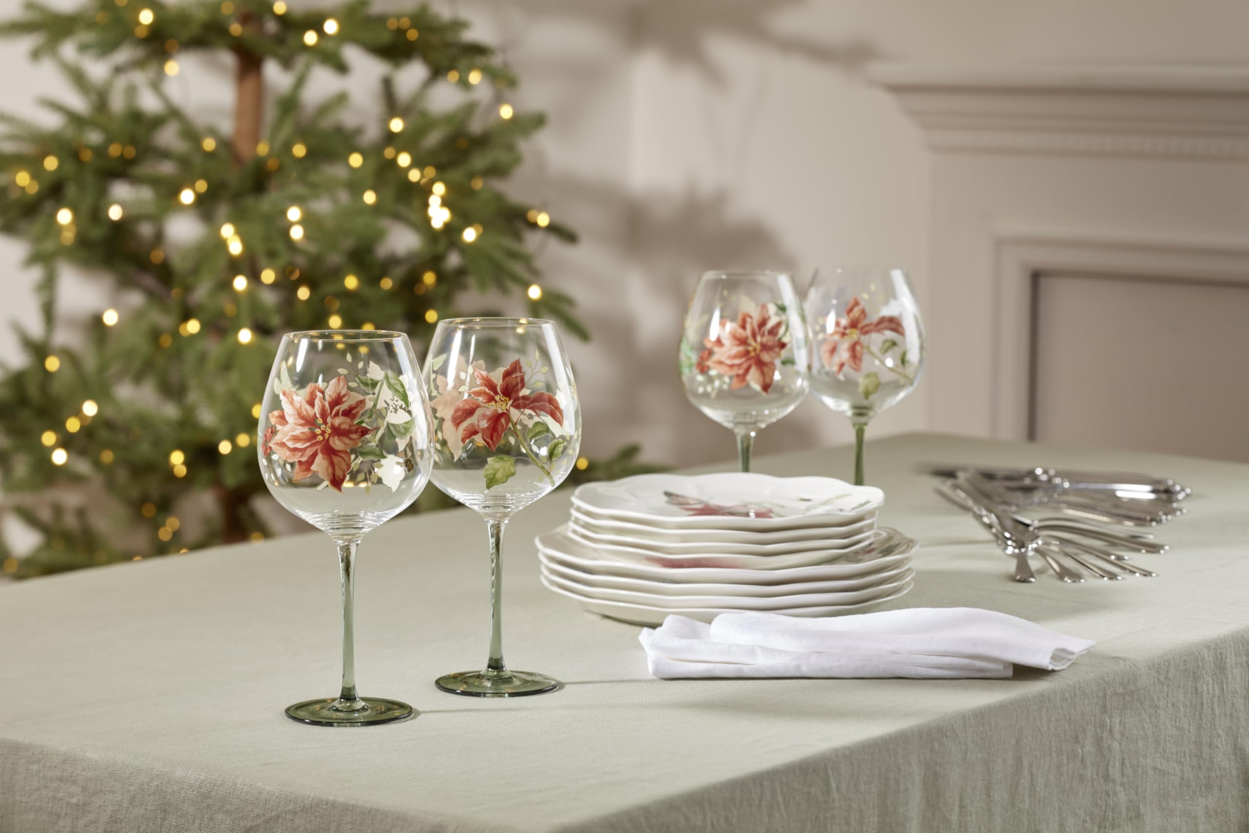Lenox Glassware, Butterfly Meadow Balloon Weingläser, 4er-Set, 750 ml Fassungsvermögen, aus Glas, spülmaschinenfest, Trinkgläser-Set, Cocktailglas, Haus und Küche (transparent, 4 Stück)