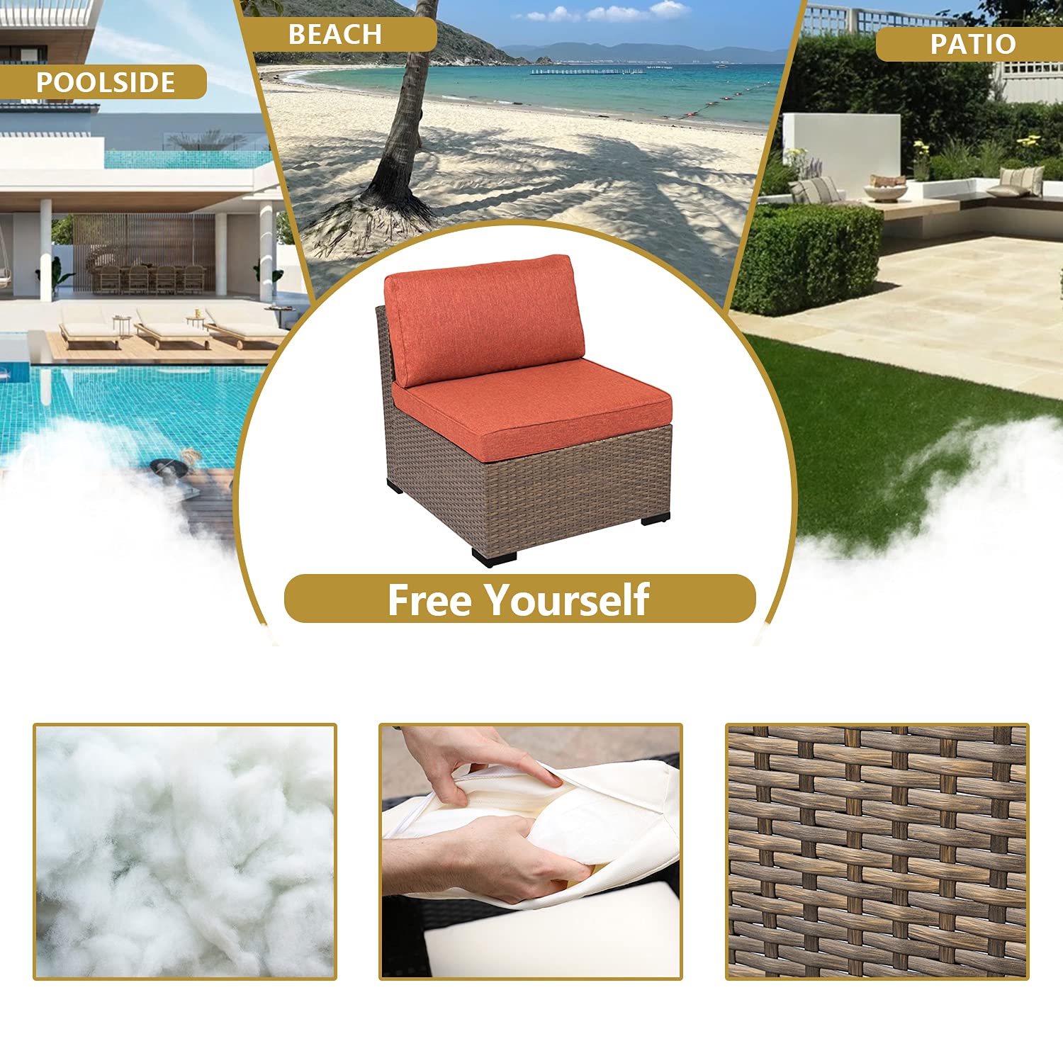 Buy Kinsunny 7 PCs Outdoor Sectional Sofa Patio Furniture Sets Wicker