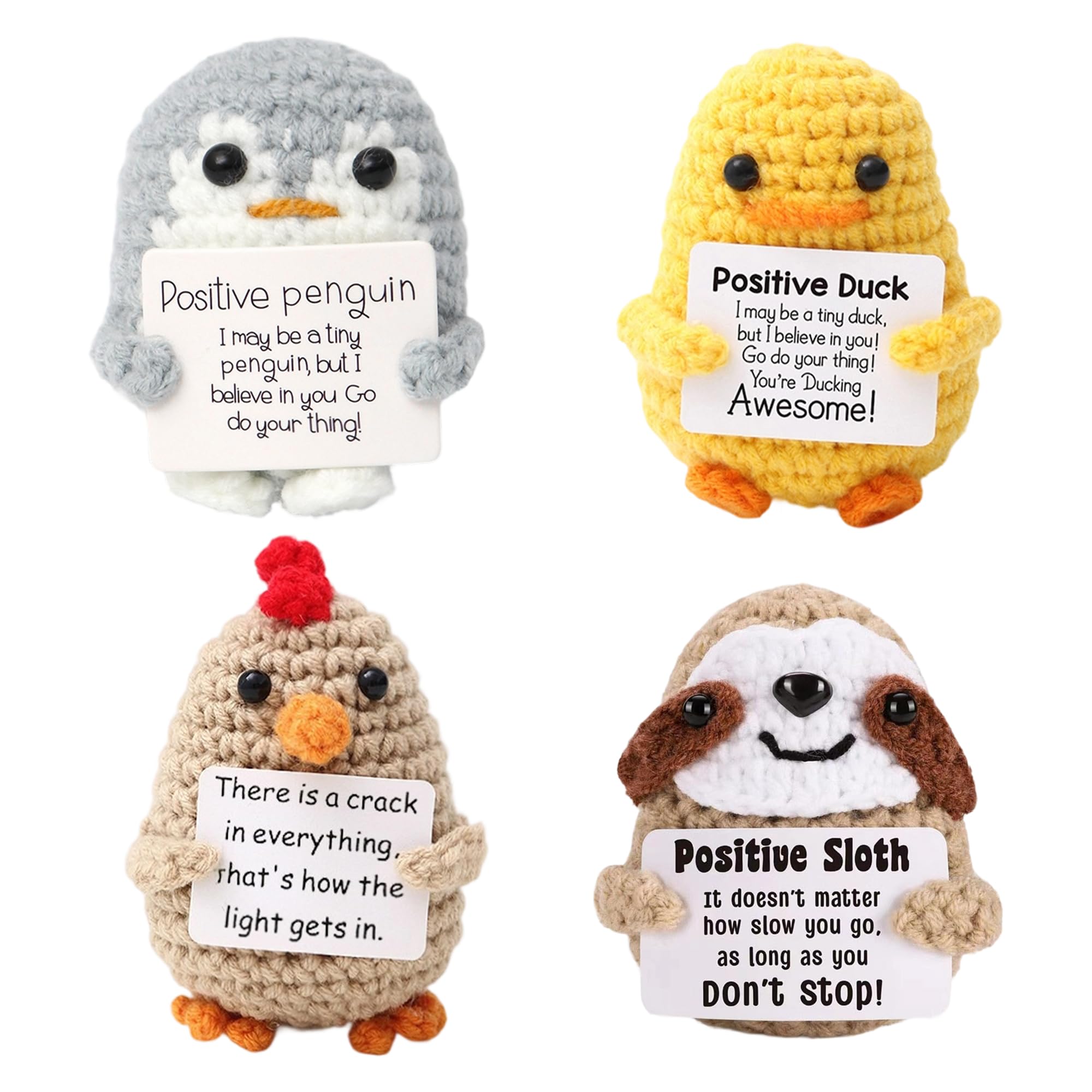 4PCS Positive Animals Cute Emotional Support Pickle Funny Mini Positive Crochet Decorations Encouragement Gifts Mini Funny Knitted Cheer Up Gift for Friends, Parties, Christmas Decoration