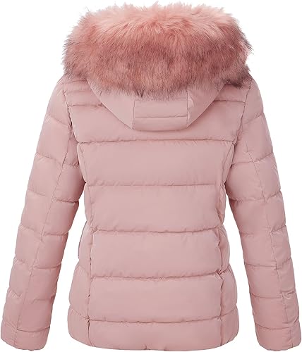Miniatura 2 de Bellivera Chaqueta acolchada ligera para mujer, abrigos de invierno para mujer, abrigo acolchado de burbujas con capucha y cuello de piel sintética