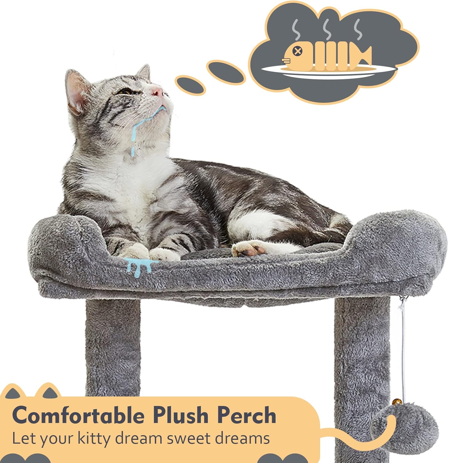 SUPERJARE Cat Tree with Toy Mouse, 32.5 inch Kitty Activity Center with Scratching Posts, Indoor Cat Tower with Condo and Platform - Gray : Pet Supplies