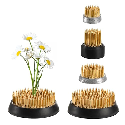 Youeon 4 Pcs Round Flower Frogs, 0.9/1/1.3/2.3" Flower Arranger Flower Fixed Tools, Japanese Flower Holder Floral Frogs Pin Frogs for Flower Arrangement, Plant Fixation and Decoration