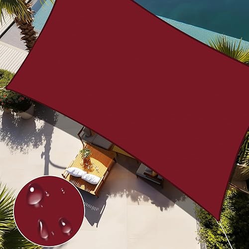 E&K Sunrise - Toldo impermeable de 10 x 10 pies, color rojo, rectangular, con bloqueo UV, duradero, perfecto para toldo, jardín al aire libre,