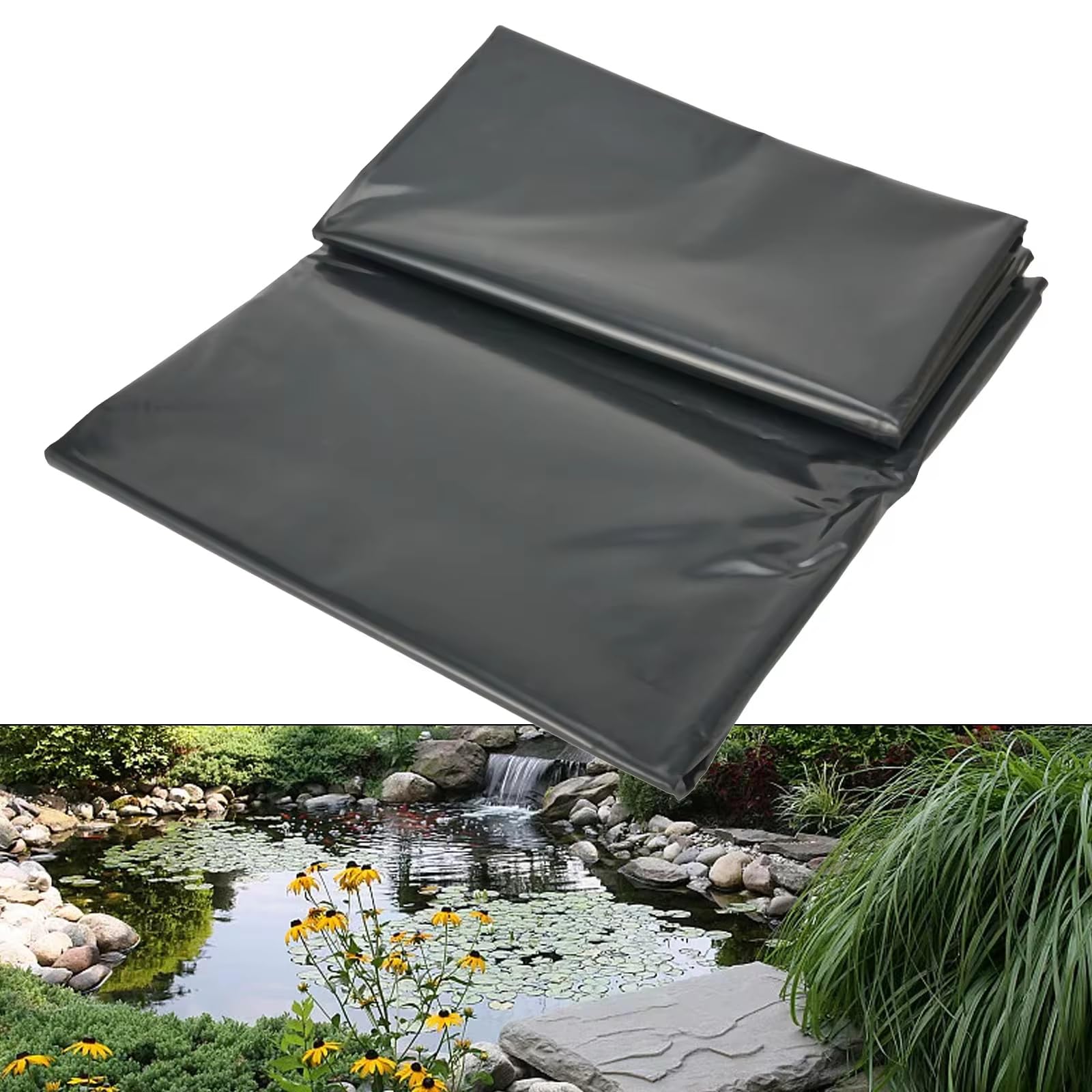 Revêtement de bassin en PEHD 0,3 mm bâche noire de 1,5m x 4m