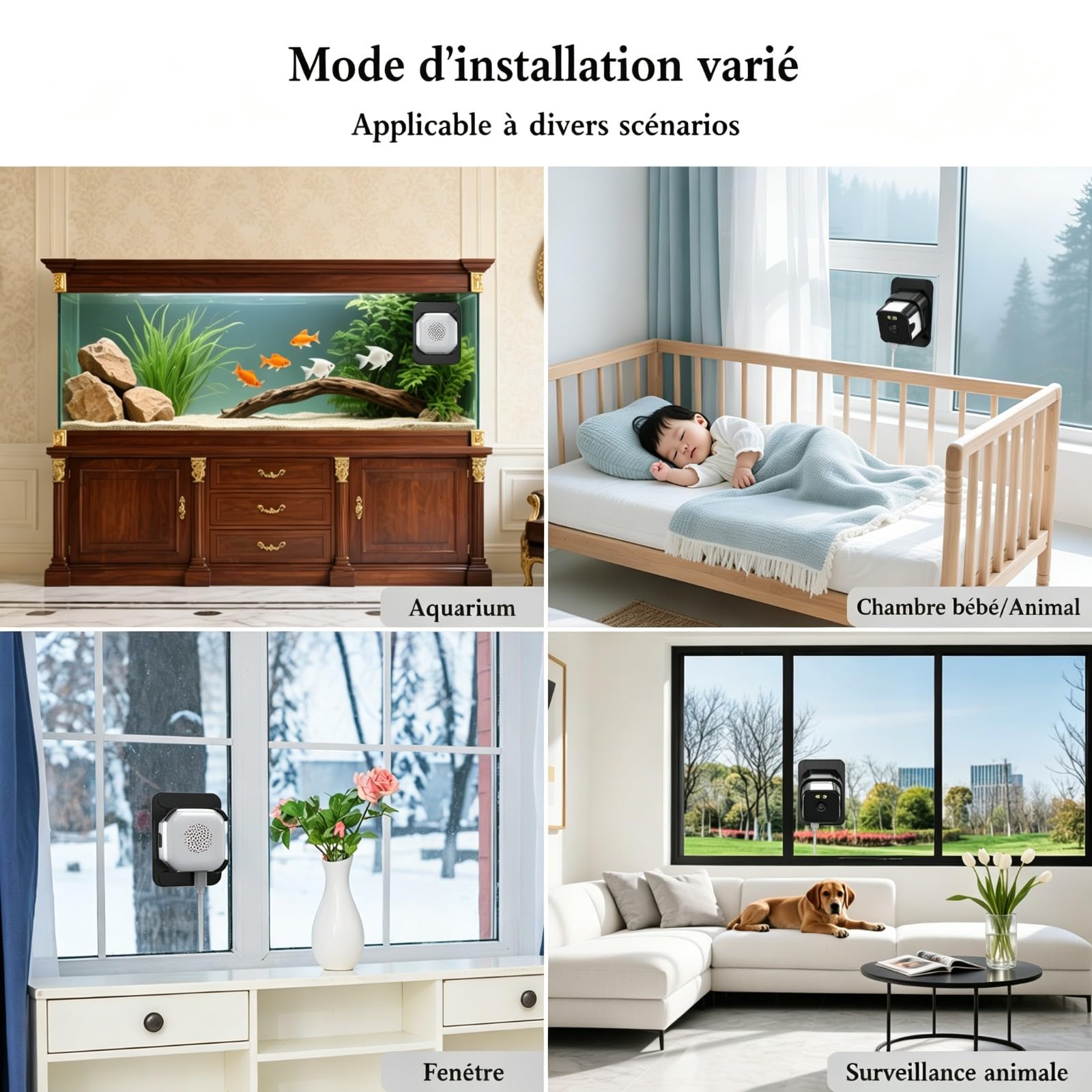 ANYQOO 2 Paquet Caméra sans Fil Interieur 3MP 2K, Surveillance Intérieur Vision Nocturne Couleur IA, Détection Mouvement, WiFi 2.4/5GHz, Enregistrement 24/7, Installation Facile pour Fenêtre