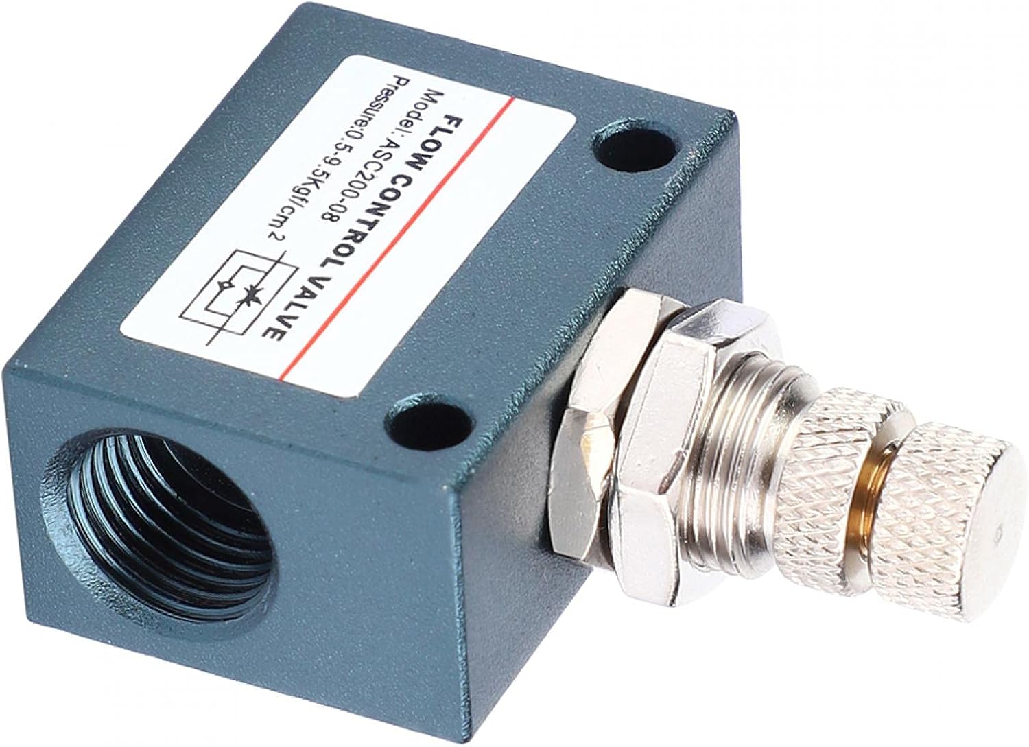 G1/4 Air Flow Control Valve, Top Adjustable Exhaust Muffler Pneumatic Straight Speed Controller Manual Lever Valves Brass One Way Throttle Plunger Type Quick Connect Union for Aluminum Alloy