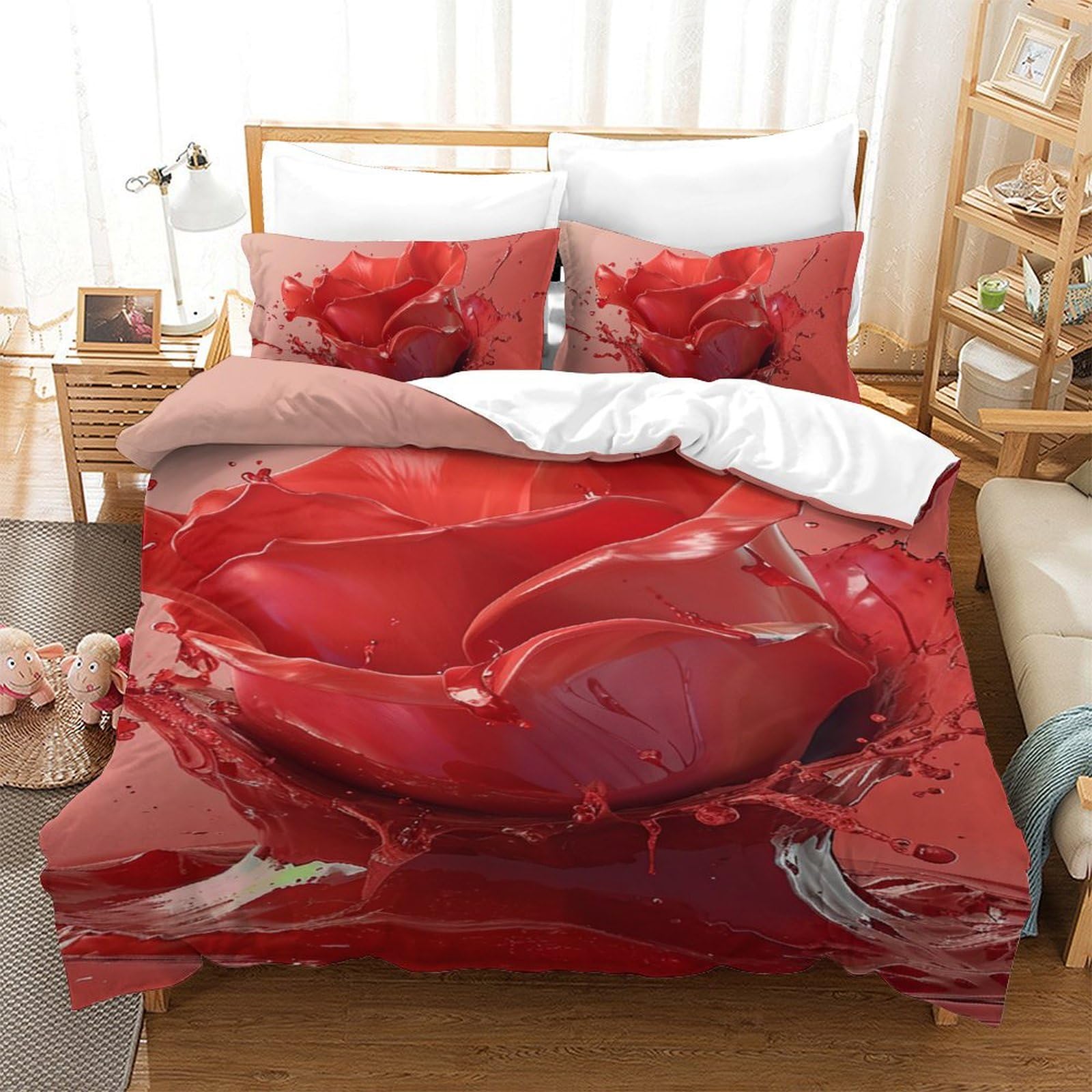Housse de couette 140x200cm pour chambre d'enfant fleurie