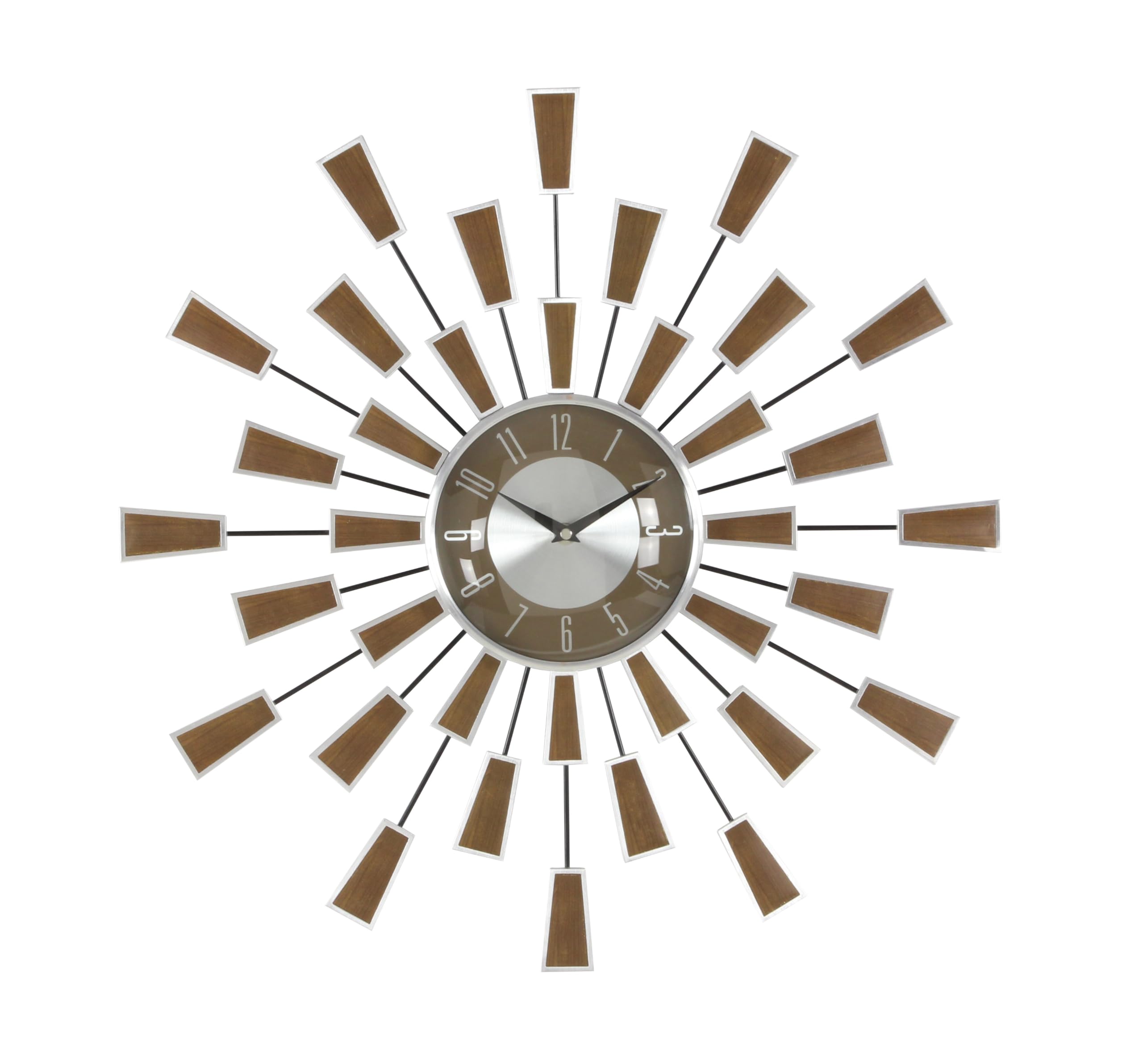 Deco 79 Metal Starburst Wall Clock, 22" x 3" x 22", Brown