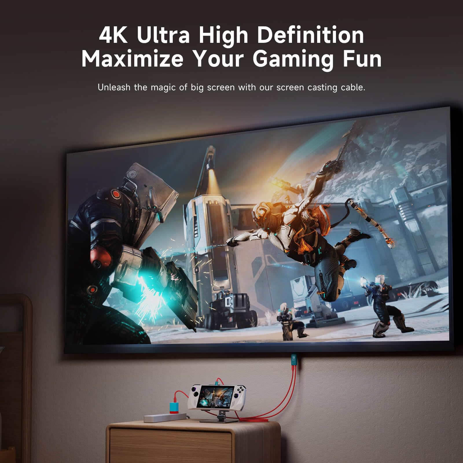 JEMDO Cavo da USB C a HDMI da 3 m, compatibile con Nintendo Switch NS/OLED/Steam Deck/ROG Ally only, connettore TV portatile per mirroring dello schermo, 4K a 30Hz, blu