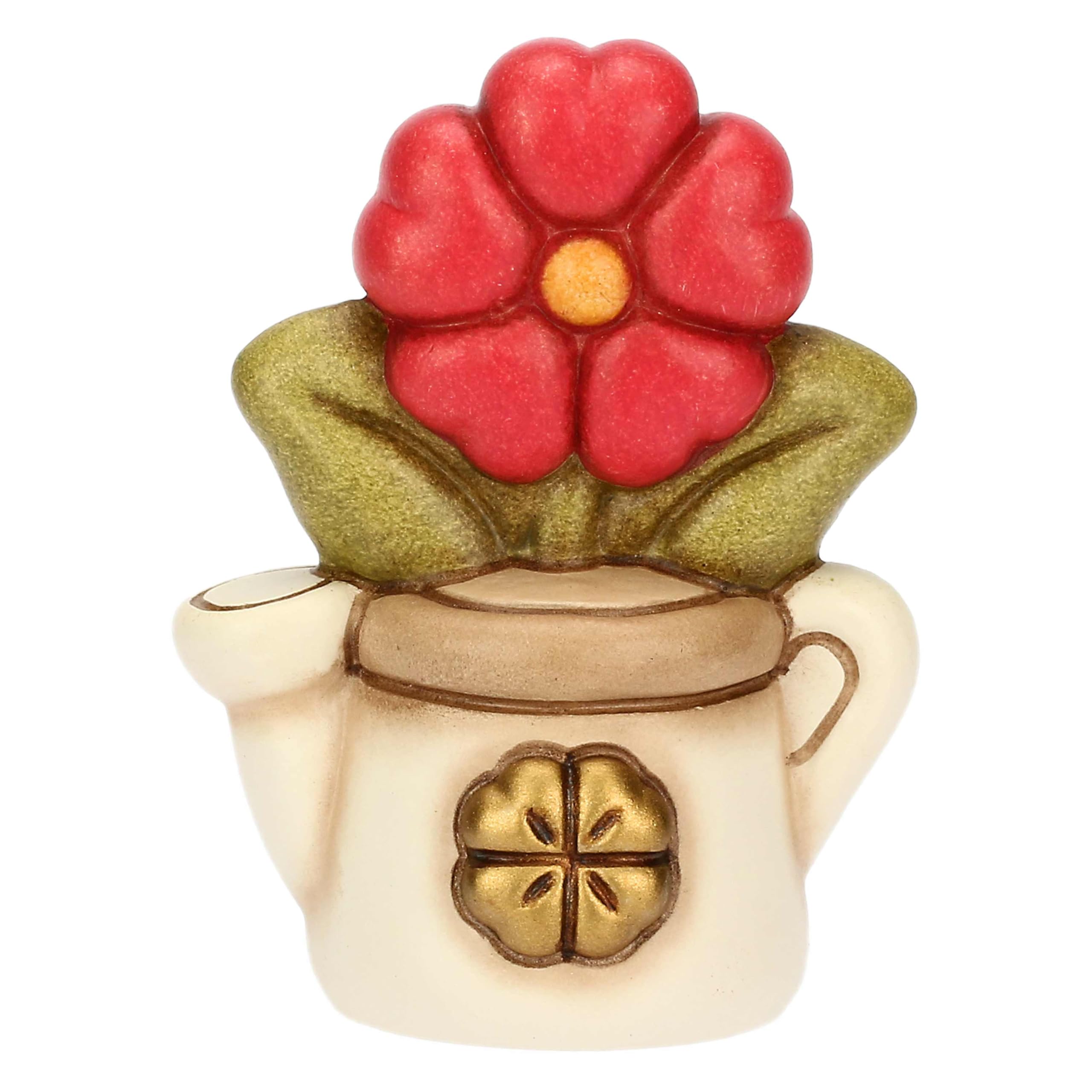 THUN - Mini Watering Can with Primrose - Ceramic - Favor Collection - 4.5 x 3.2 x 6 cm