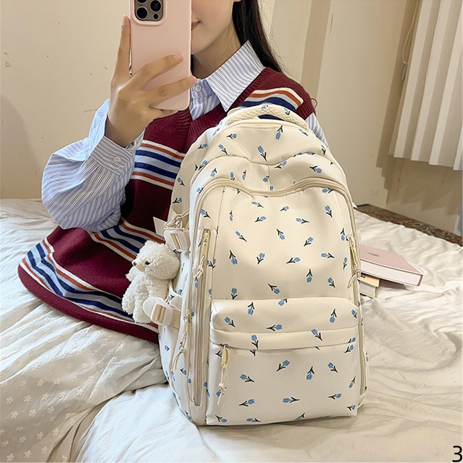 Zaino Scuola Elementare Backpack di Grande capacità Stampato Girls Lightweight Studenti delle Scuole Superiori Medie-04-borsa Singola