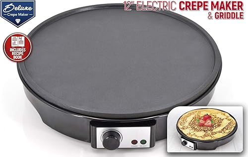Miniatura 2 de Máquina eléctrica antiadherente de 12 pulgadas con libro de recetas  Placa de cocina de aluminio con control de temperatura ajustable, placa