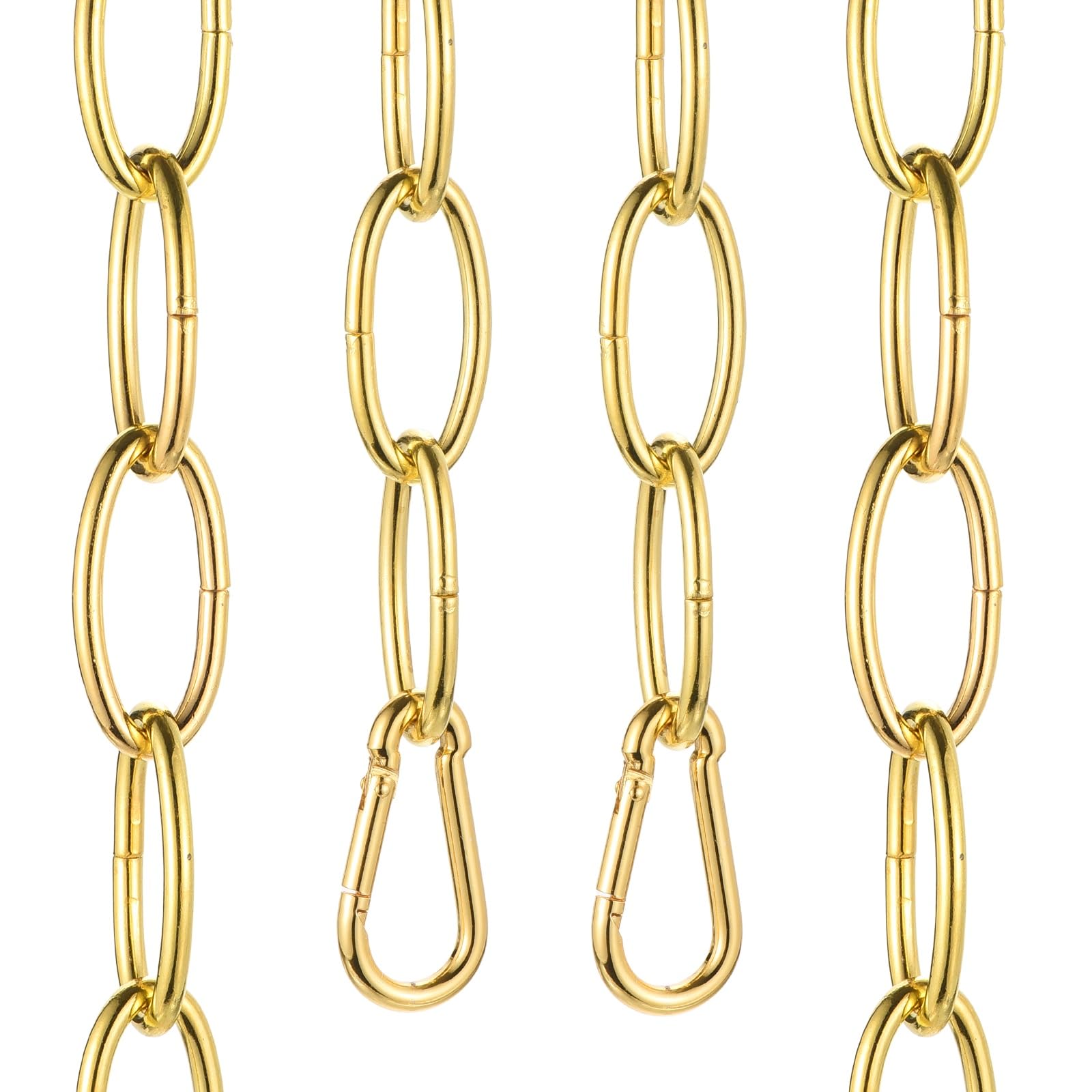 sourcing map 7ft Lighting Hanging Chain, 3.8mm/0.15" Looping Metal Pendant Chandelier Chain Extension with 2 Spring Snap Hook for Hanging Plant Pendant Chandelier Light Fixture, Gold Yellow — image 1